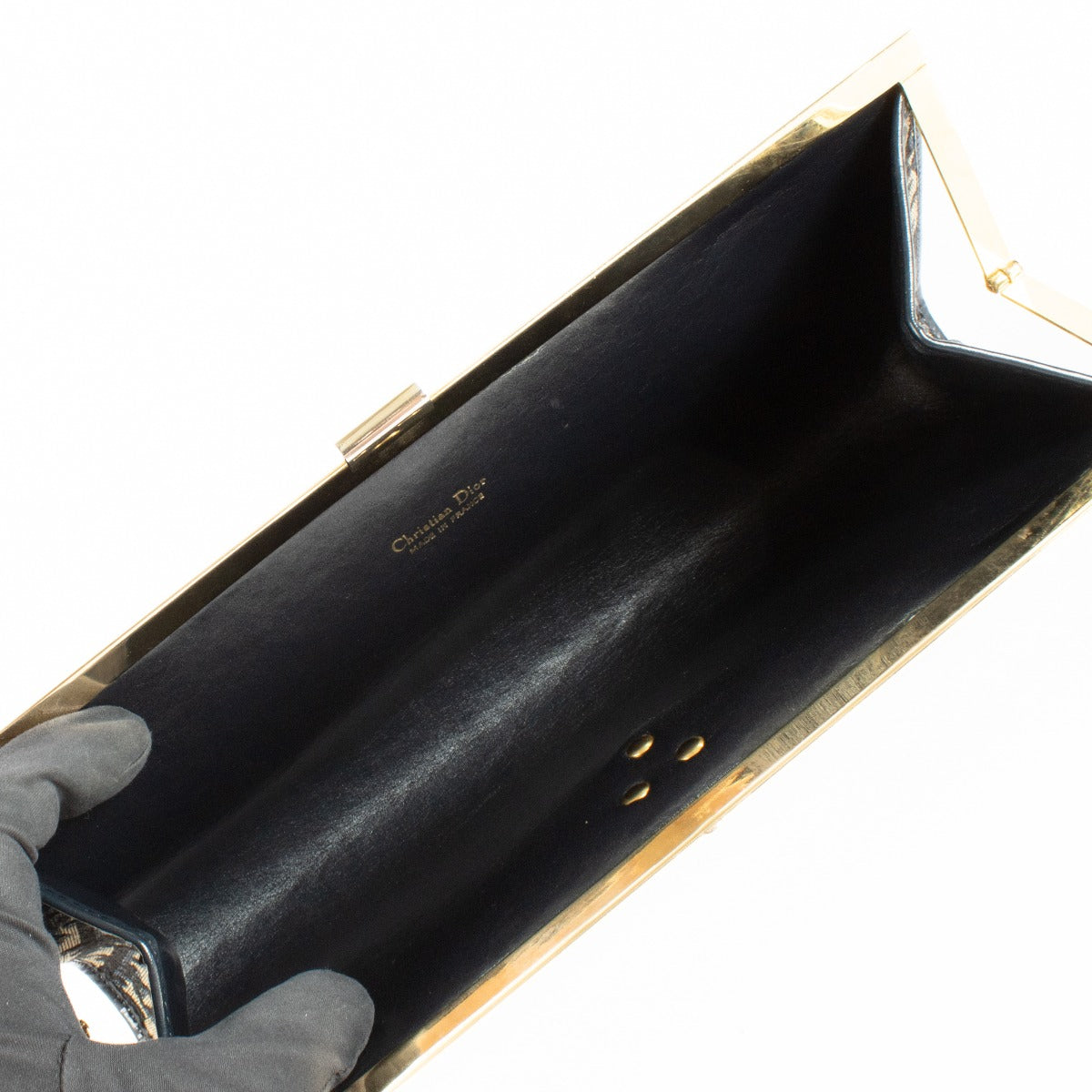 Authentic preloved Christian Dior Vintage Blue Oblique Kiss Lock Clutch on Labellov.com