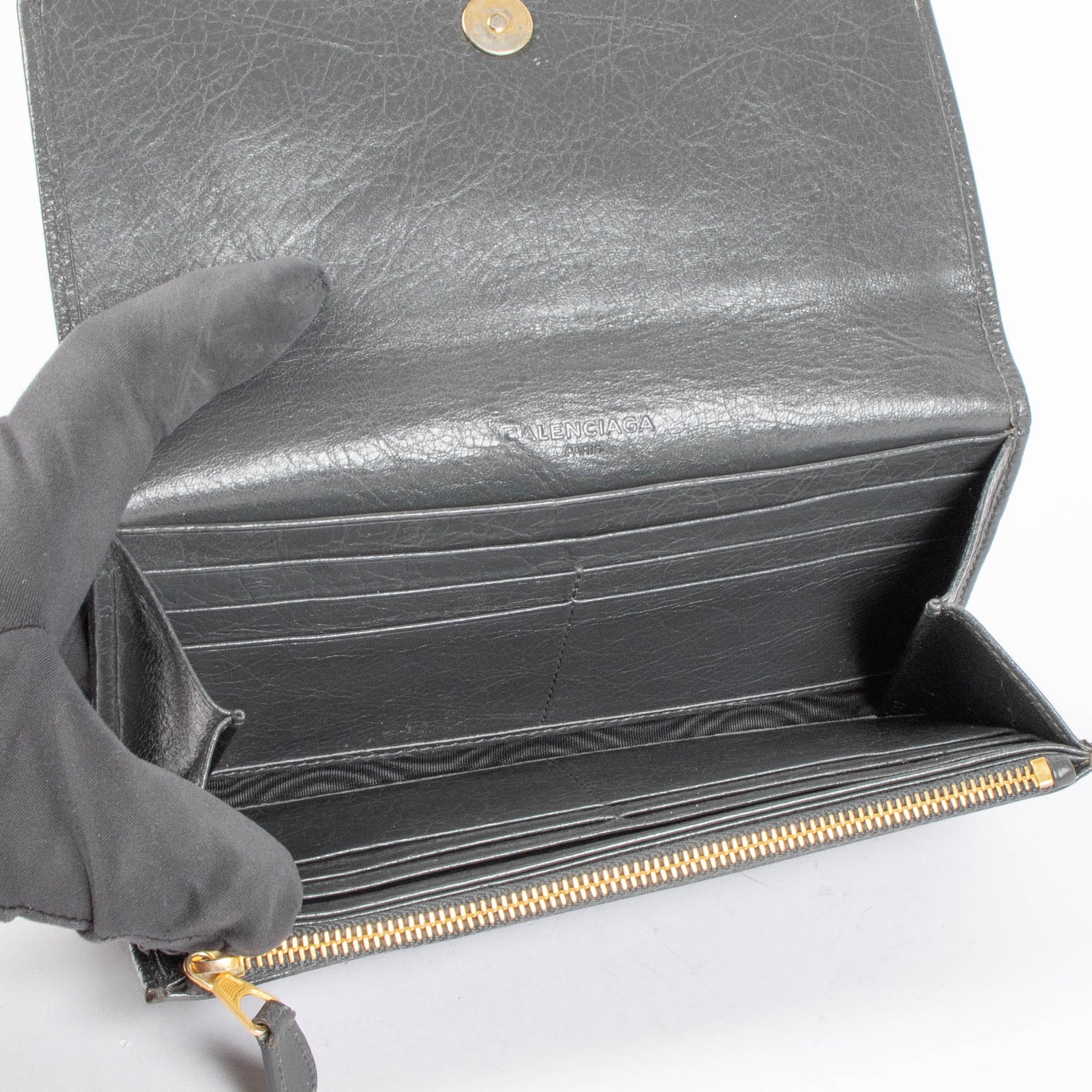 Balenciaga Grey City Continental Wallet