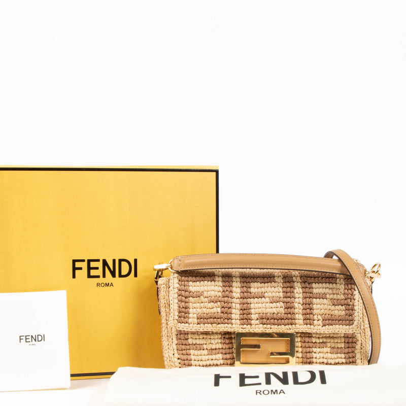Fendi Raffia Mini Baguette Bag