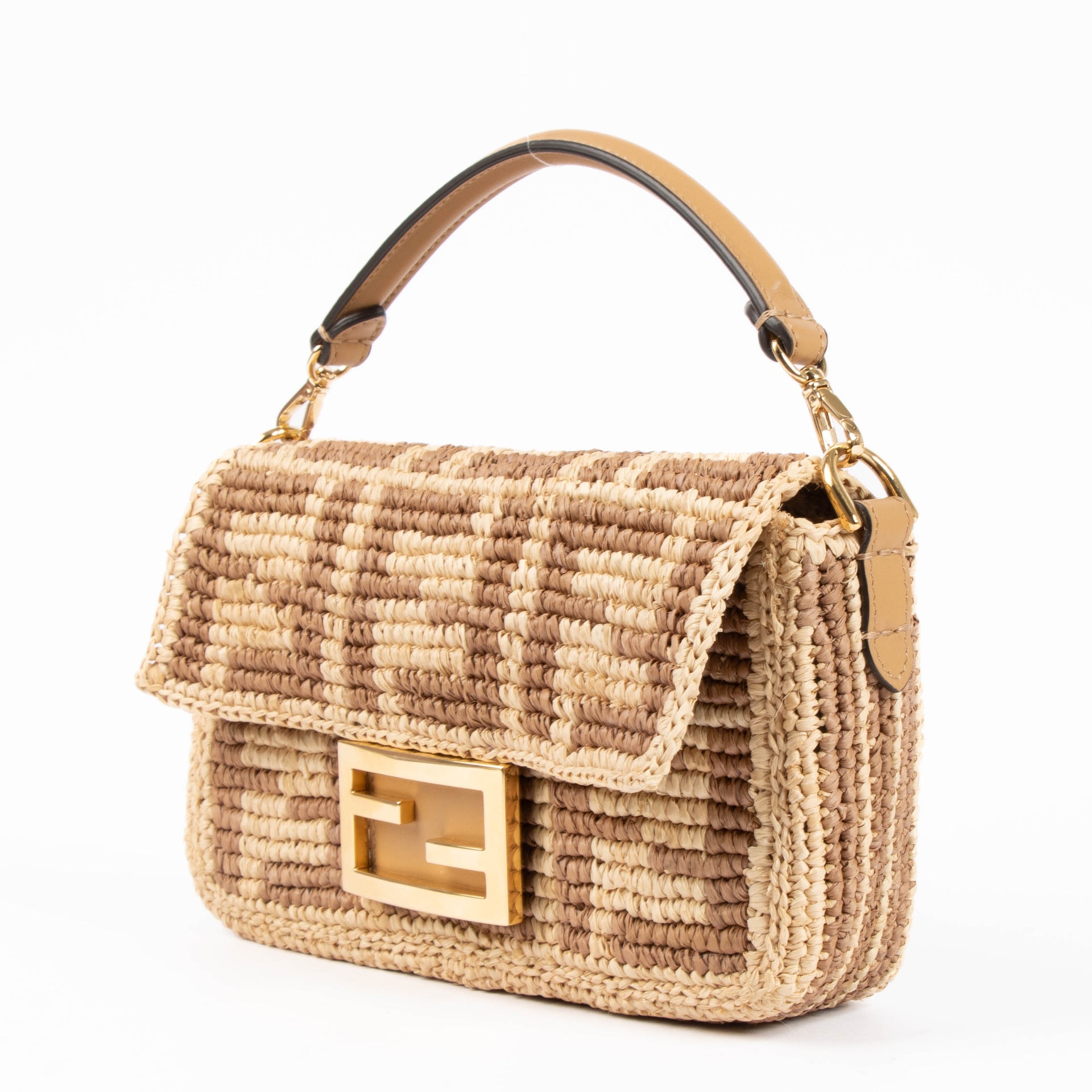 Fendi Raffia Mini Baguette Bag