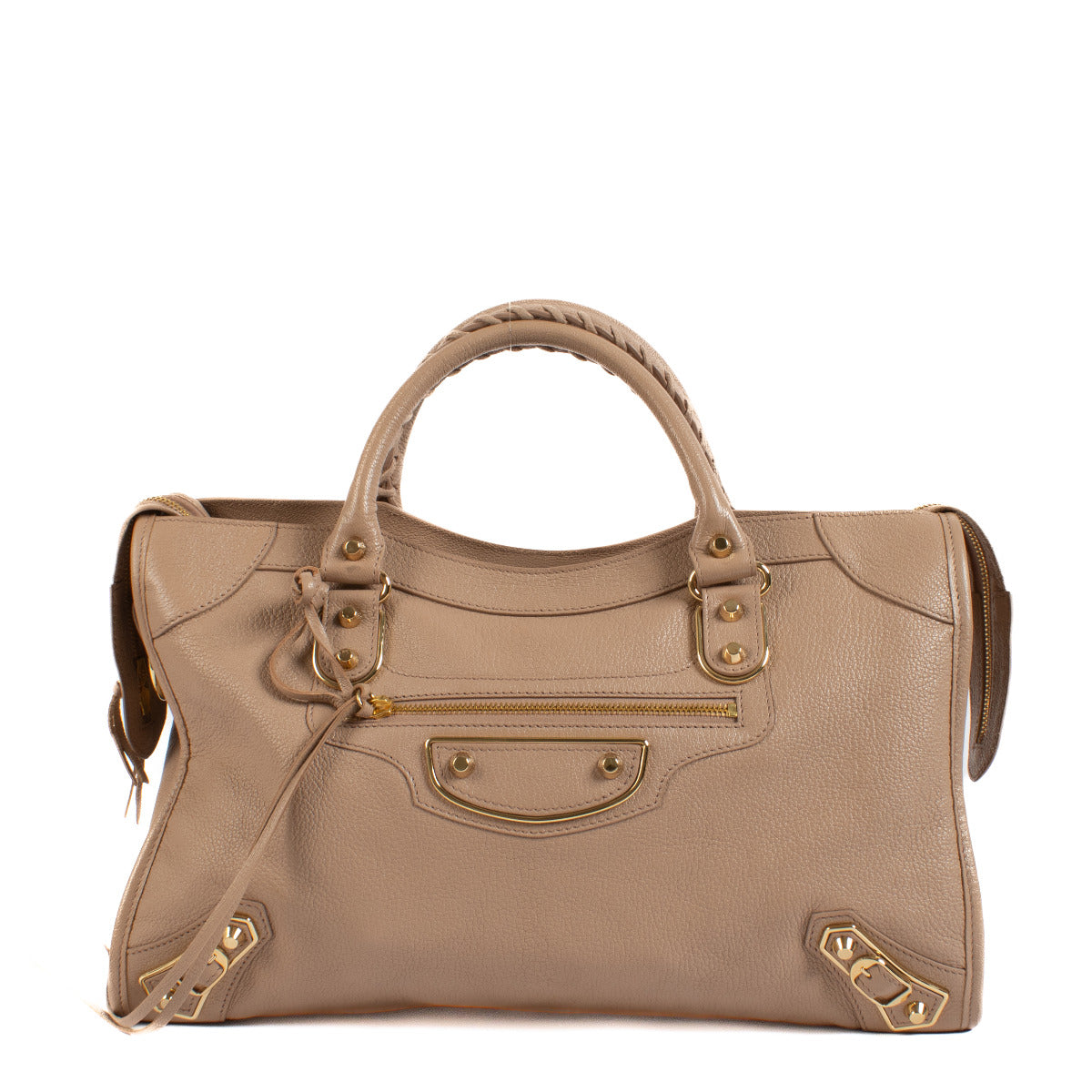 Balenciaga Gold Metallic Edge Rose Des Sables City Bag