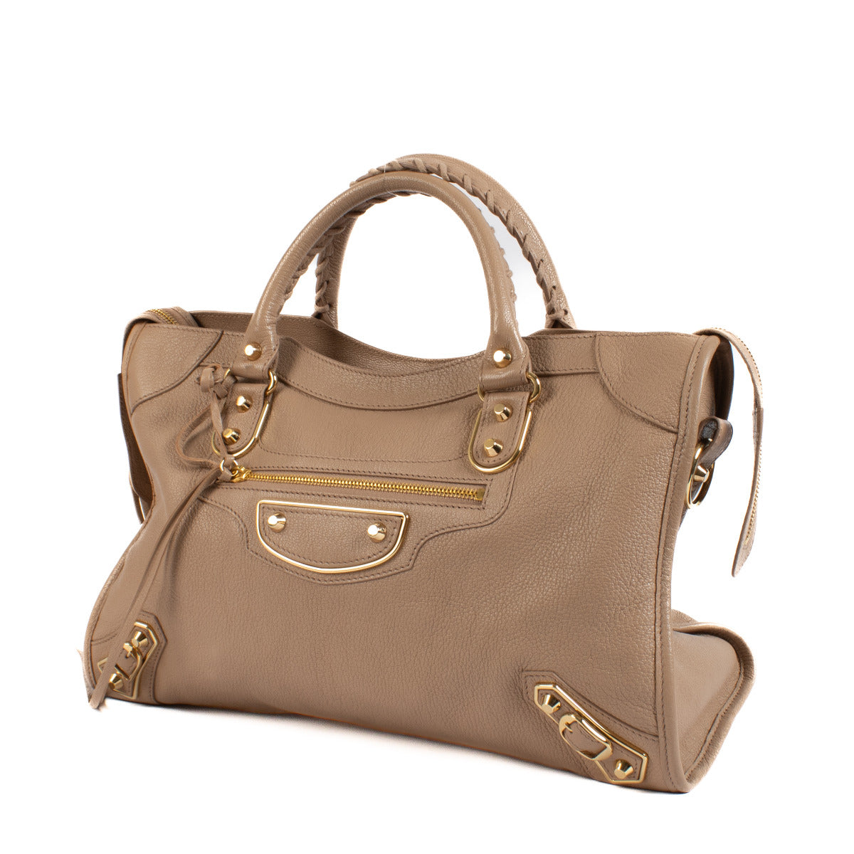 Balenciaga Gold Metallic Edge Rose Des Sables City Bag