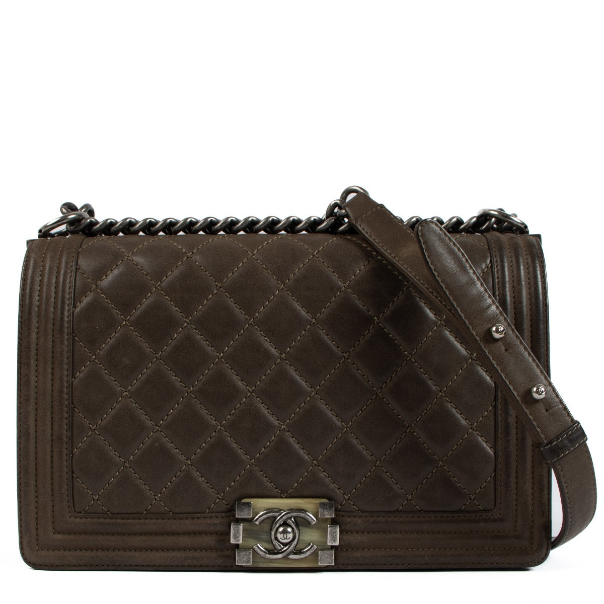 shop 100% authentic second hand Chanel Brown Large Boy Bag on Labellov.com