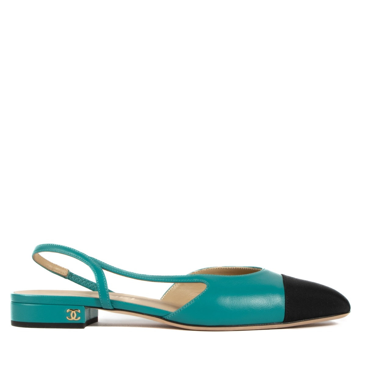 Shop authentic second hand Chanel Green Leather Slingbacks Flats - Size 38.5 on Labellov.com