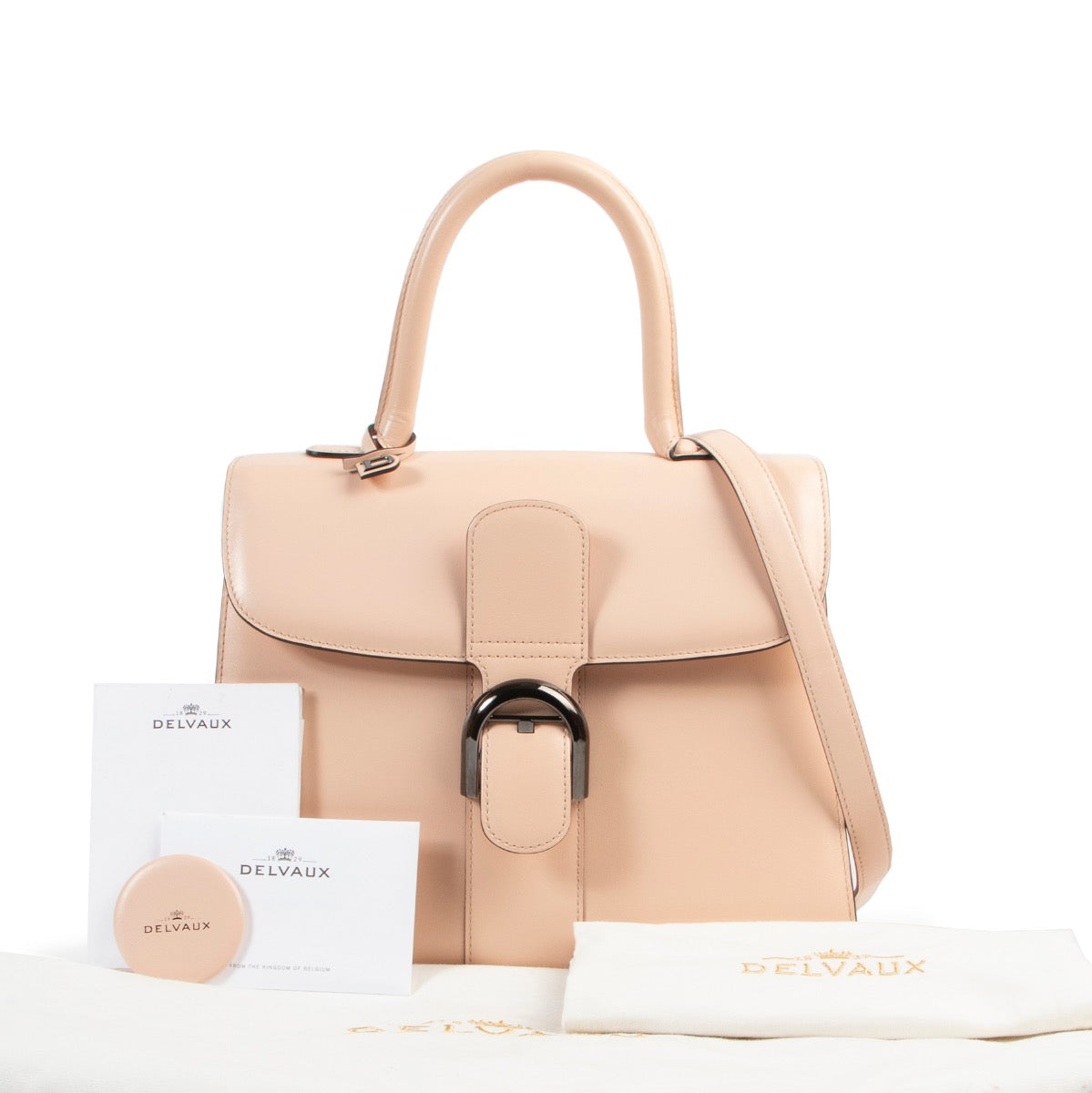 Veilig online kopen van een authentieke Delvaux Brillant MM nude roos aan de juiste prijs.