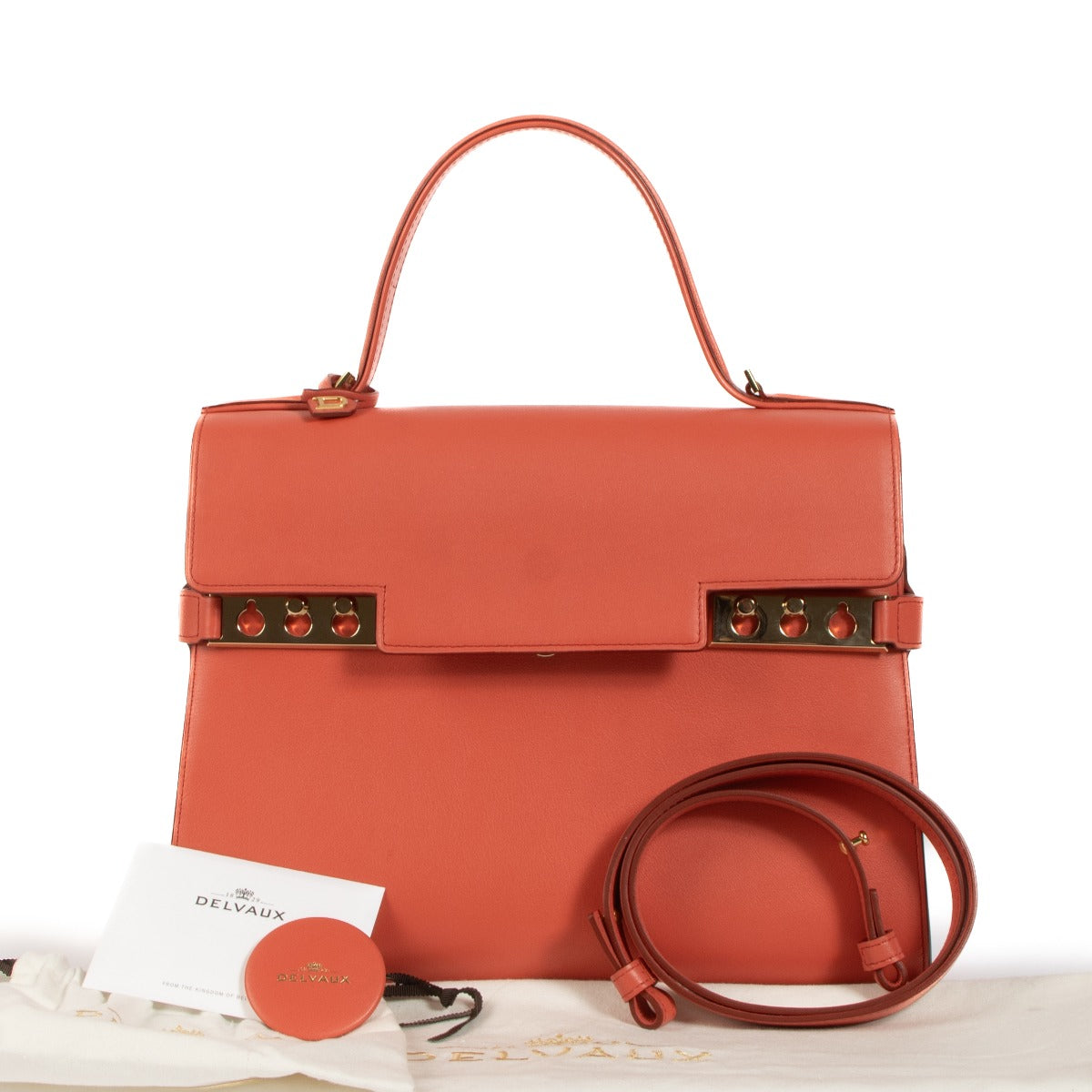 Shop authentic second hand Delvaux Sunset Souple Calf Tempête GM Top Handle Bag on Labellov.com
