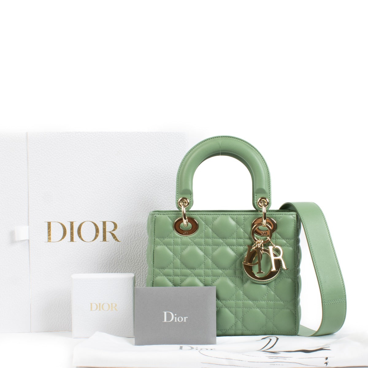 Shop 100% authentic secondhand Christian Dior Green Small Lady Dior ABC on Labellov.com
