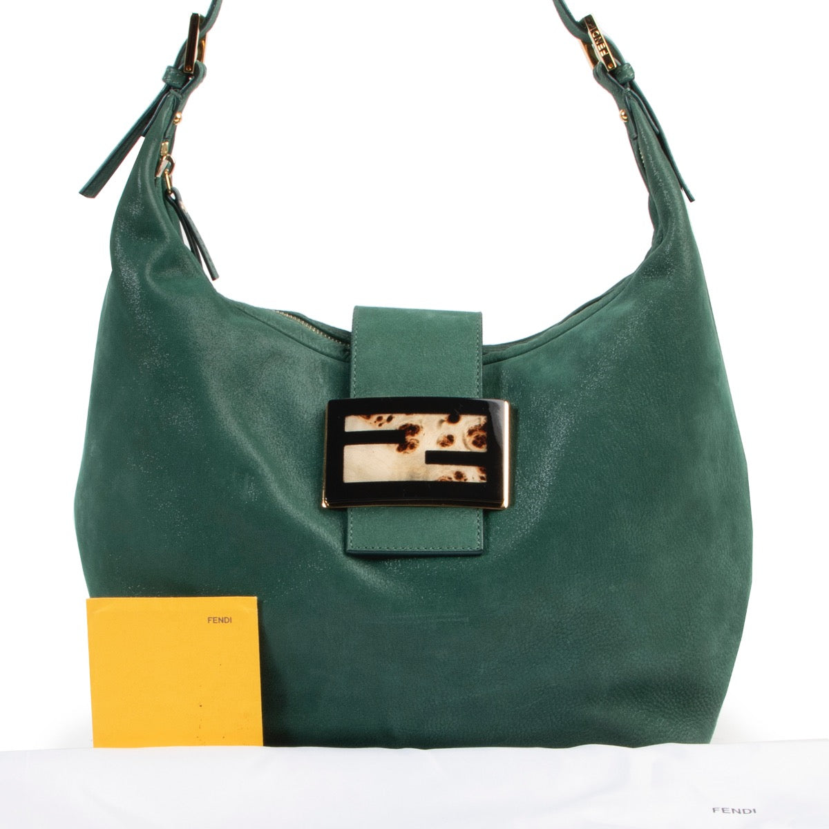 Winkel online authentieke tweedehands Fendi groene Lederen Schoudertas voor de juiste prijs.