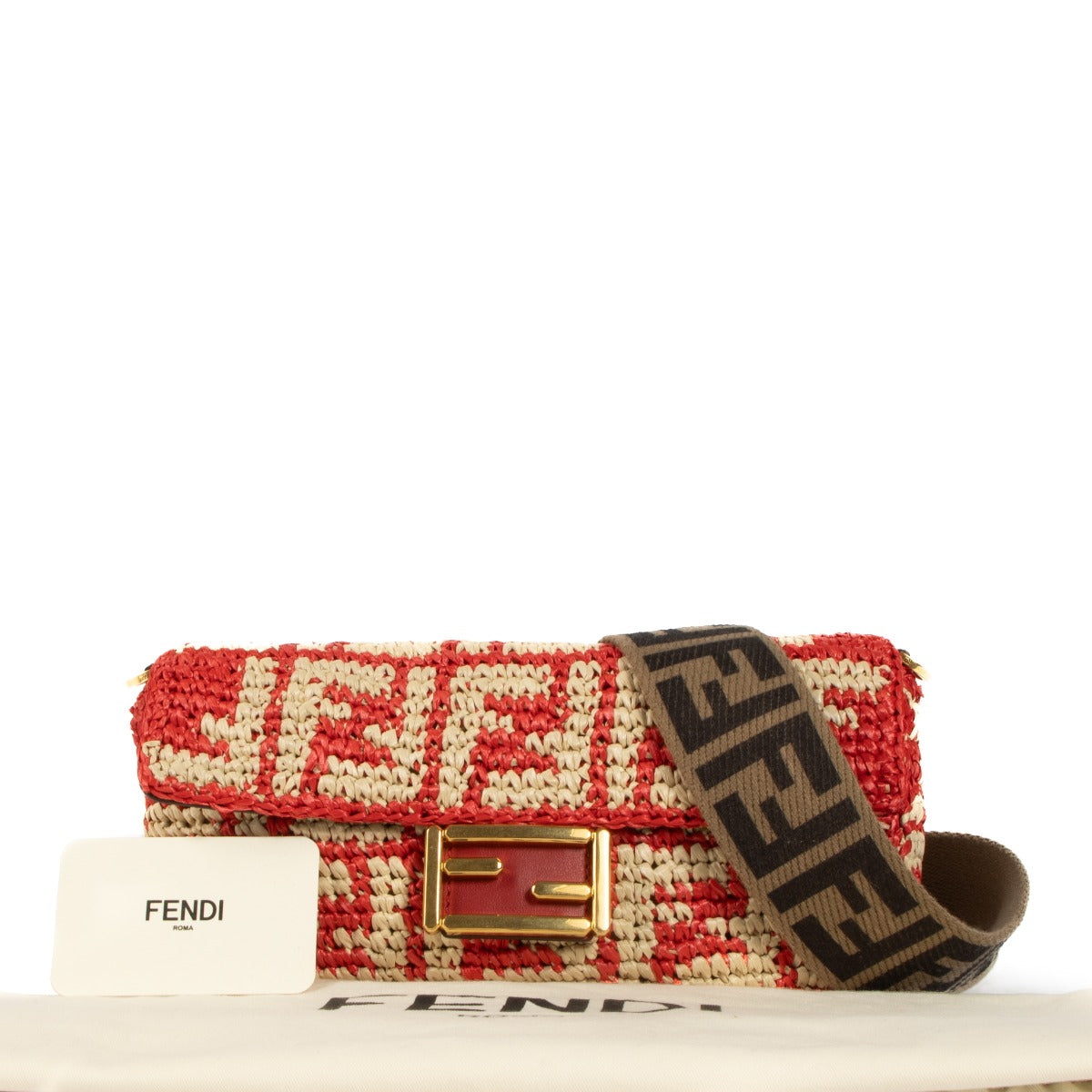 Shop authentic second hand Fendi Red Baguette Crossbody Bag on Labellov.com