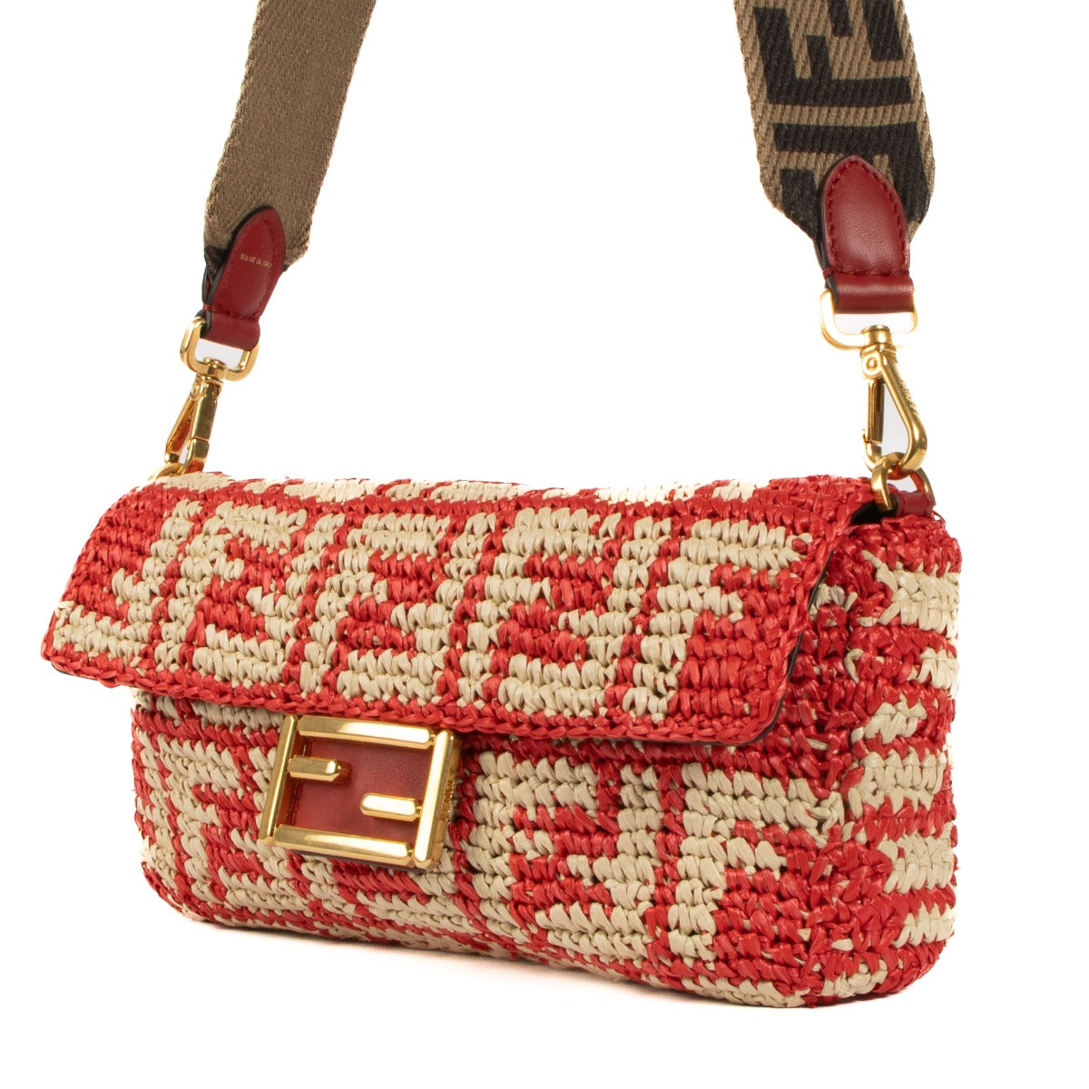 Shop authentic second hand Fendi Red Baguette Crossbody Bag on Labellov.com
