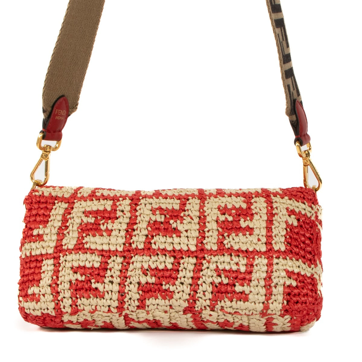 Shop authentic second hand Fendi Red Baguette Crossbody Bag on Labellov.com