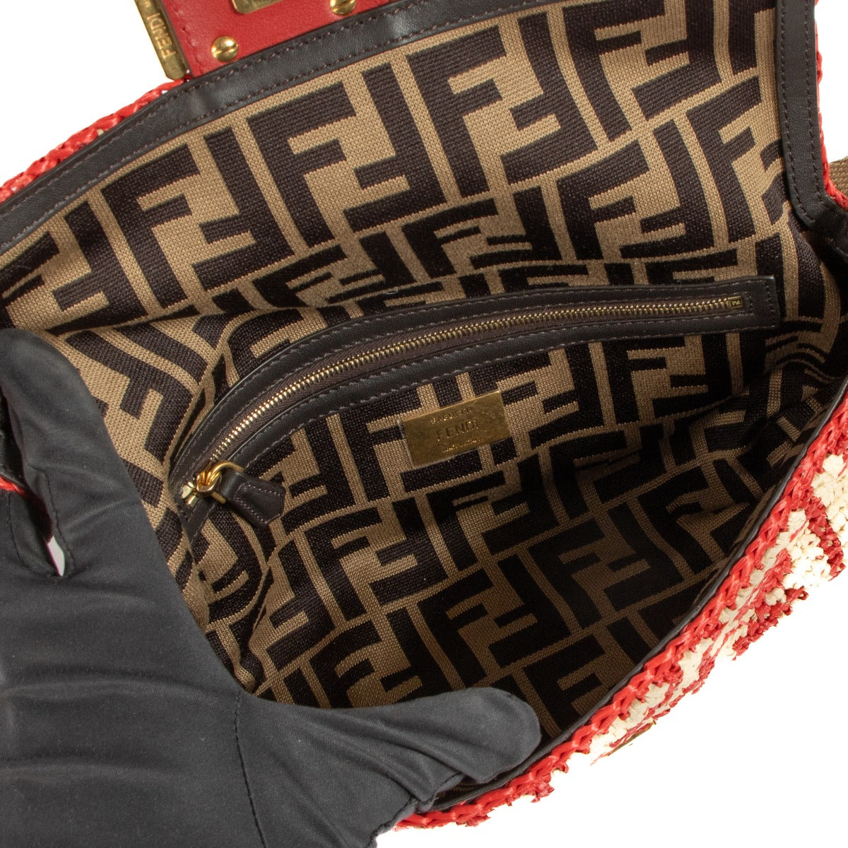 Shop authentic second hand Fendi Red Baguette Crossbody Bag on Labellov.com