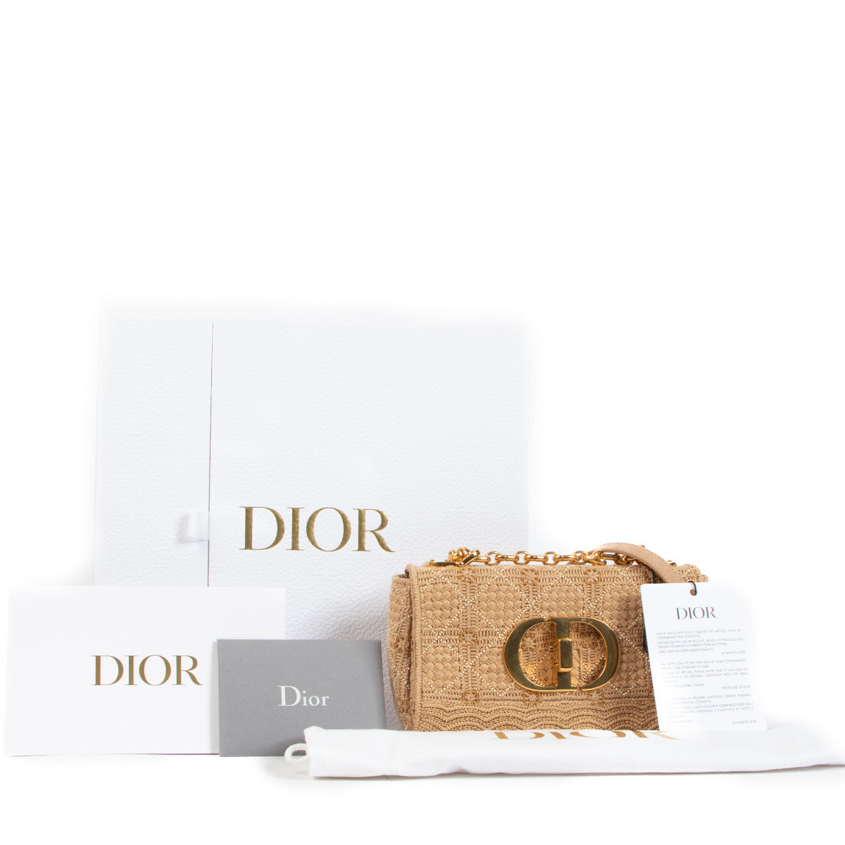 Dior Small Caro Natural Cotton Cannage Embroidery Crossbody for the best price at Labellov