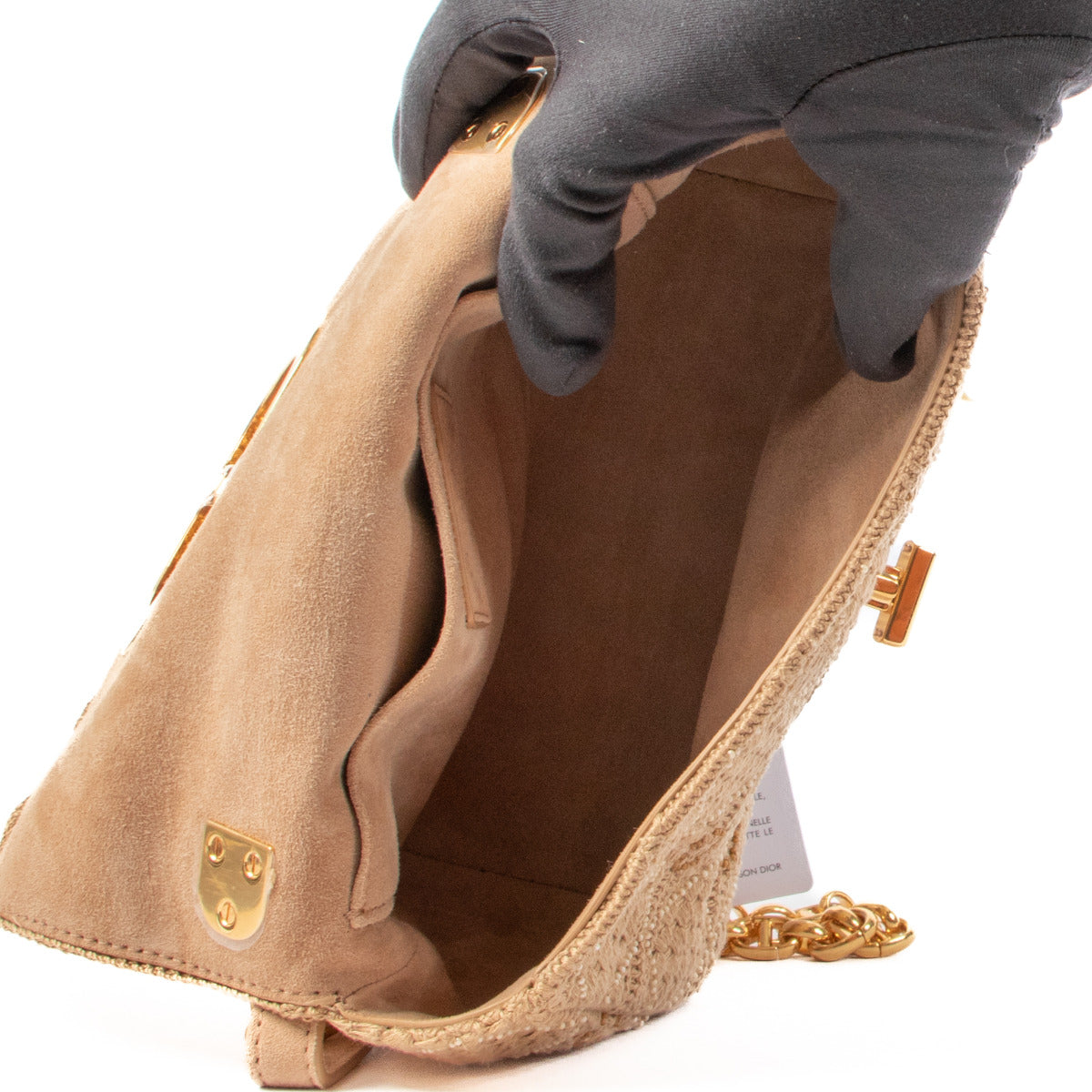 Sac bandoulière Dior Small Caro en coton naturel brodé Cannage