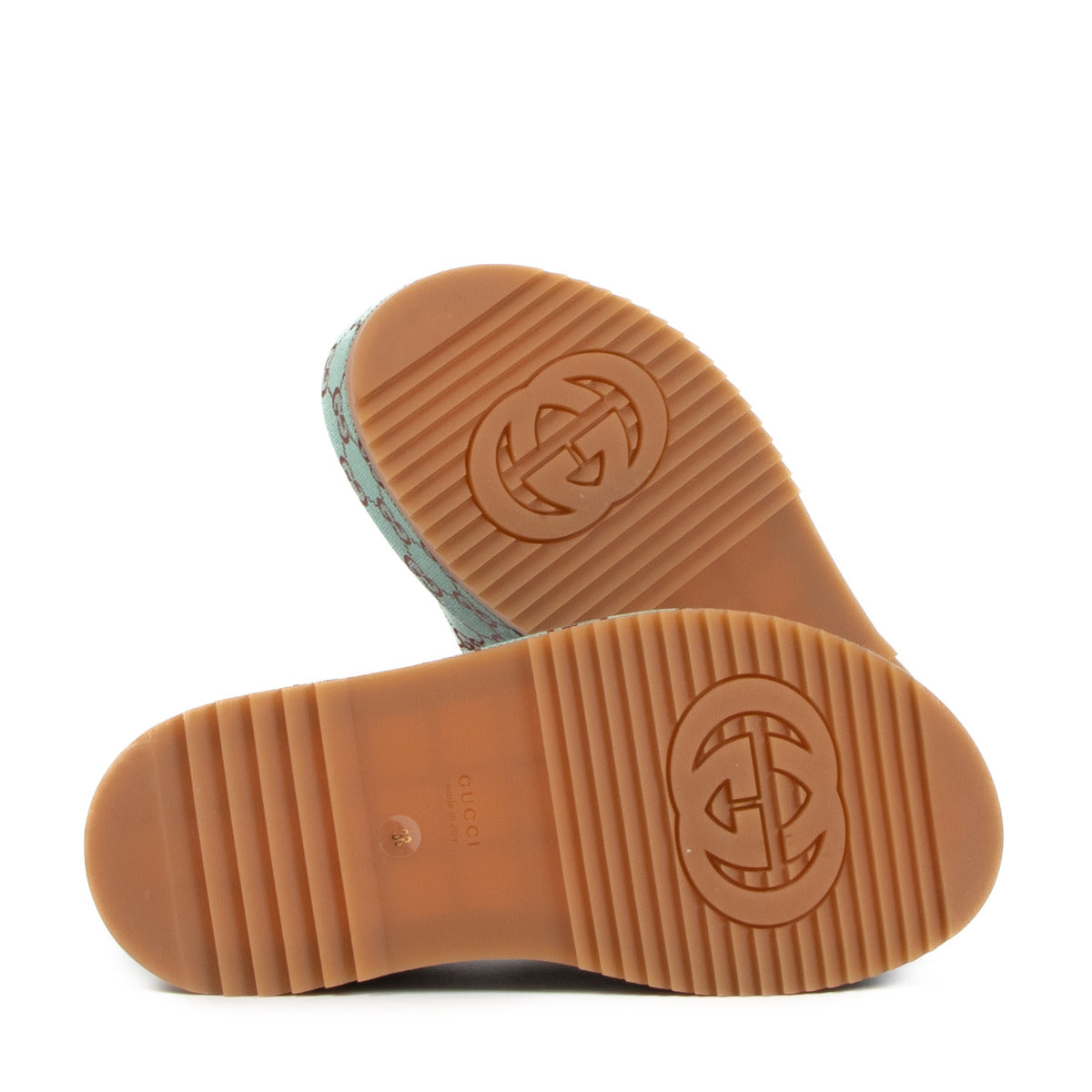 Sandales à plateforme Gucci en toile GG bleue - Taille 38