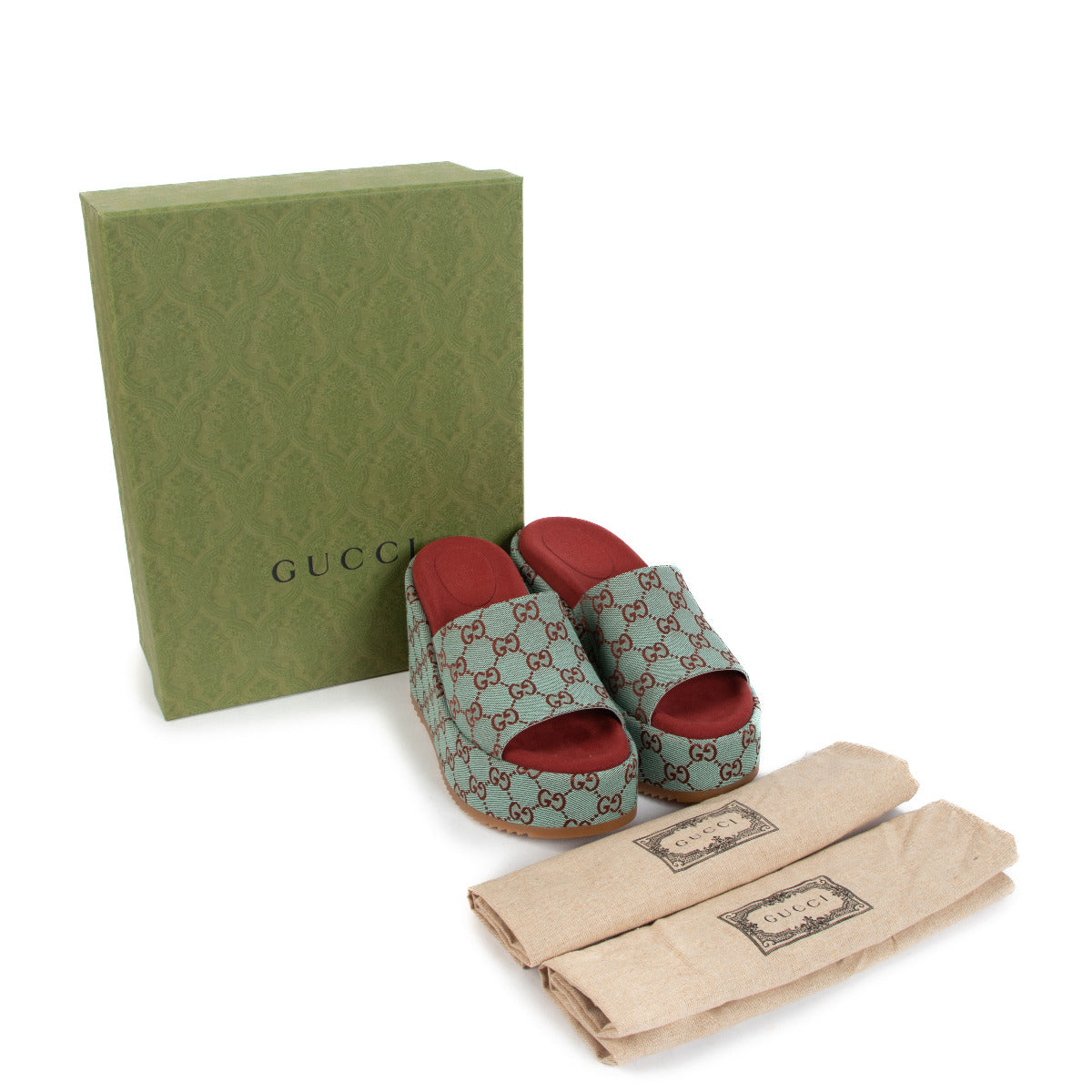 Gucci Blue GG Supreme Platform Slide Sandals - Size 38 for the best price at Labellov secondhand luxury in Antwerp
