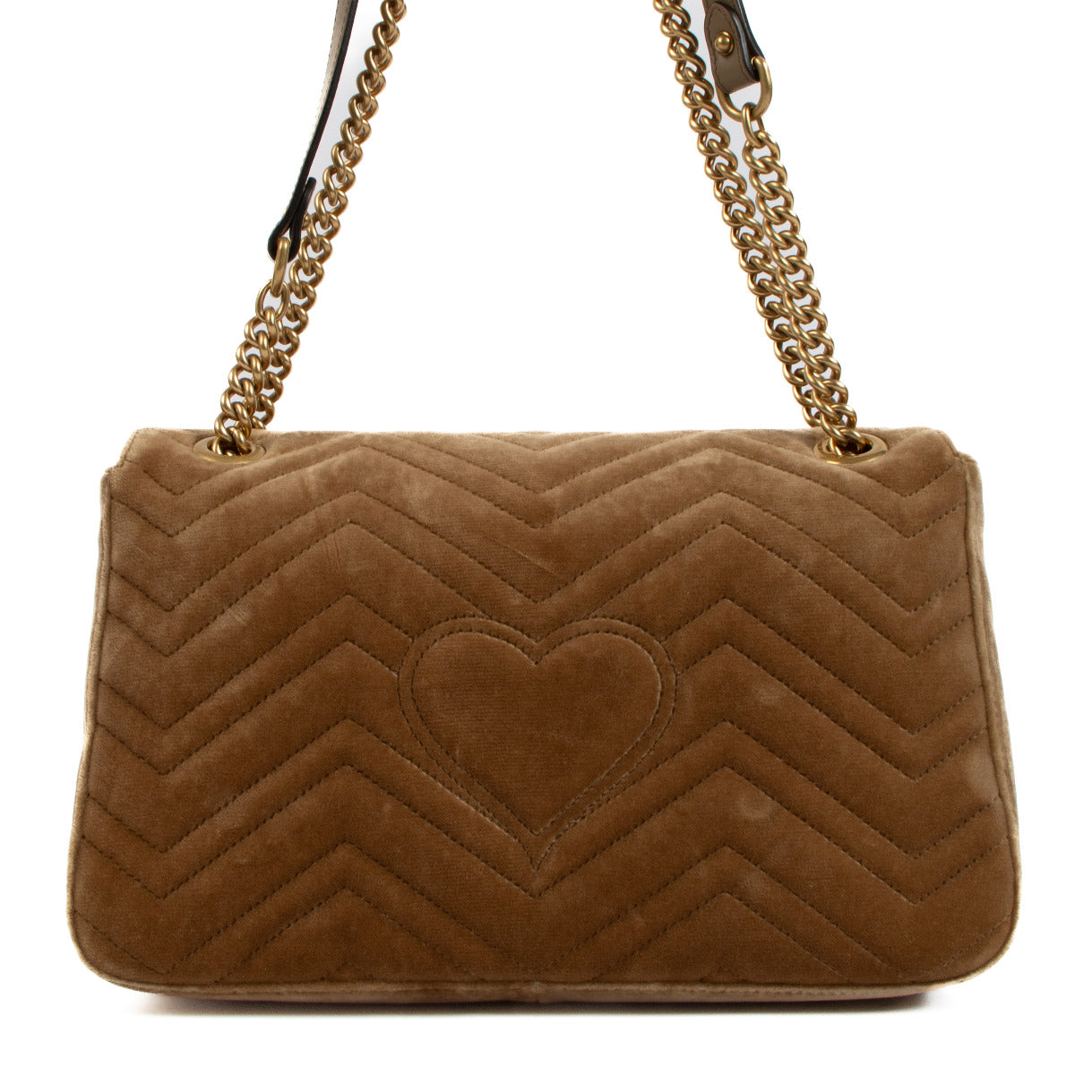 Gucci Taupe Velvet GG Marmont Medium Bag