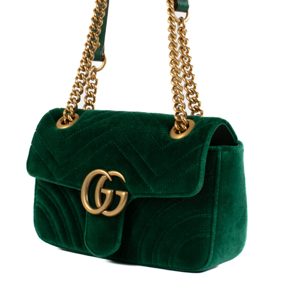Gucci Green Velvet Mini Marmont Crossbody Bag