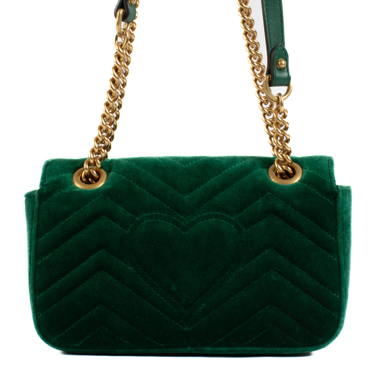 Gucci Groene Fluweel Mini GG Marmont Crossbody Tas