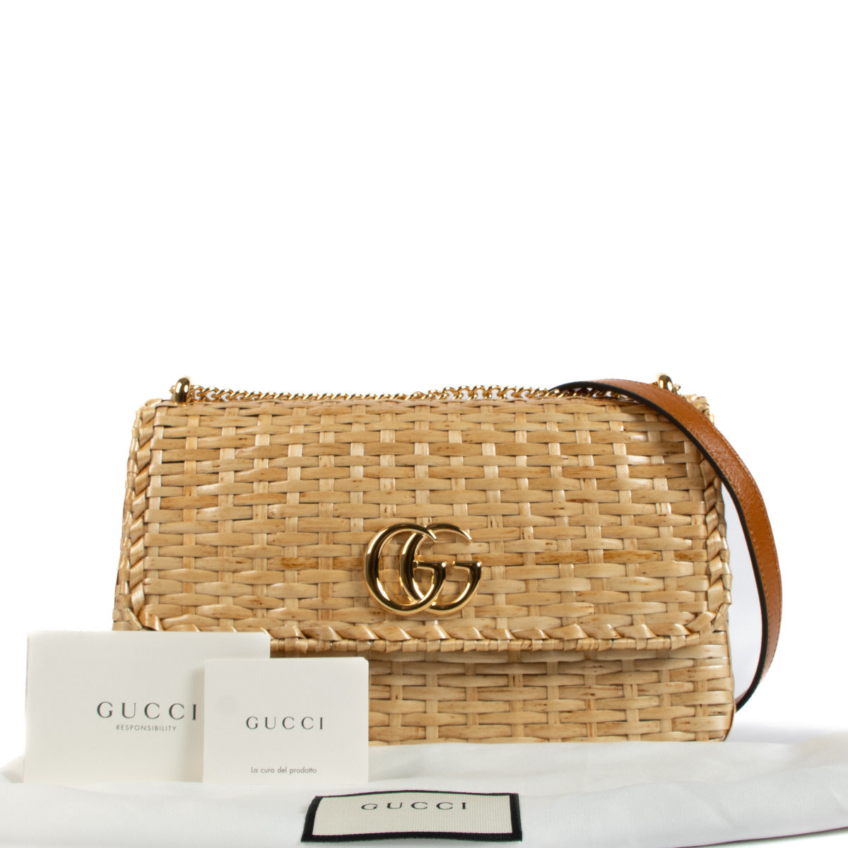Are you looking for an authentic Gucci Glazed Wicker Cestino Small Flap Bag