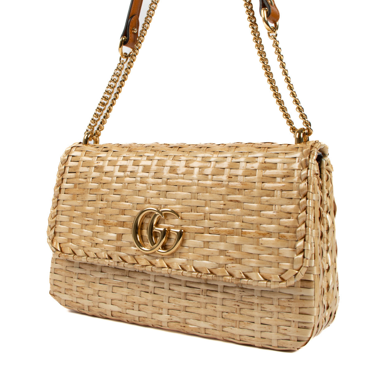 Gucci Glazed Wicker Cestino Small Flap Bag