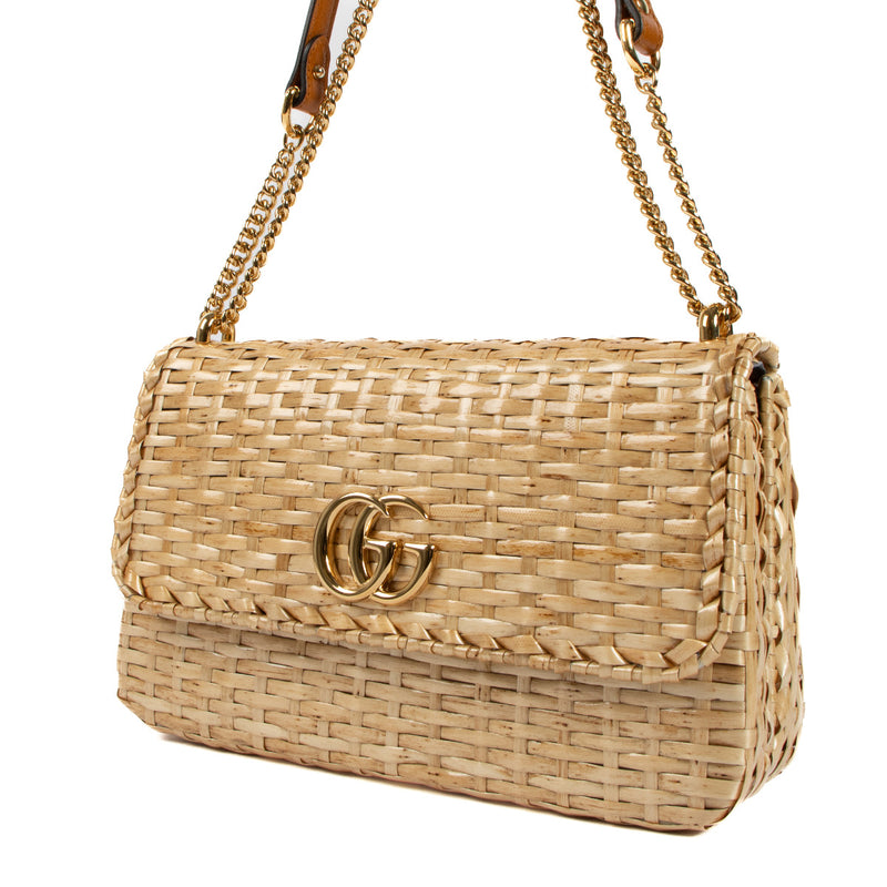 Gucci Glazed Wicker Cestino Small Flap Bag