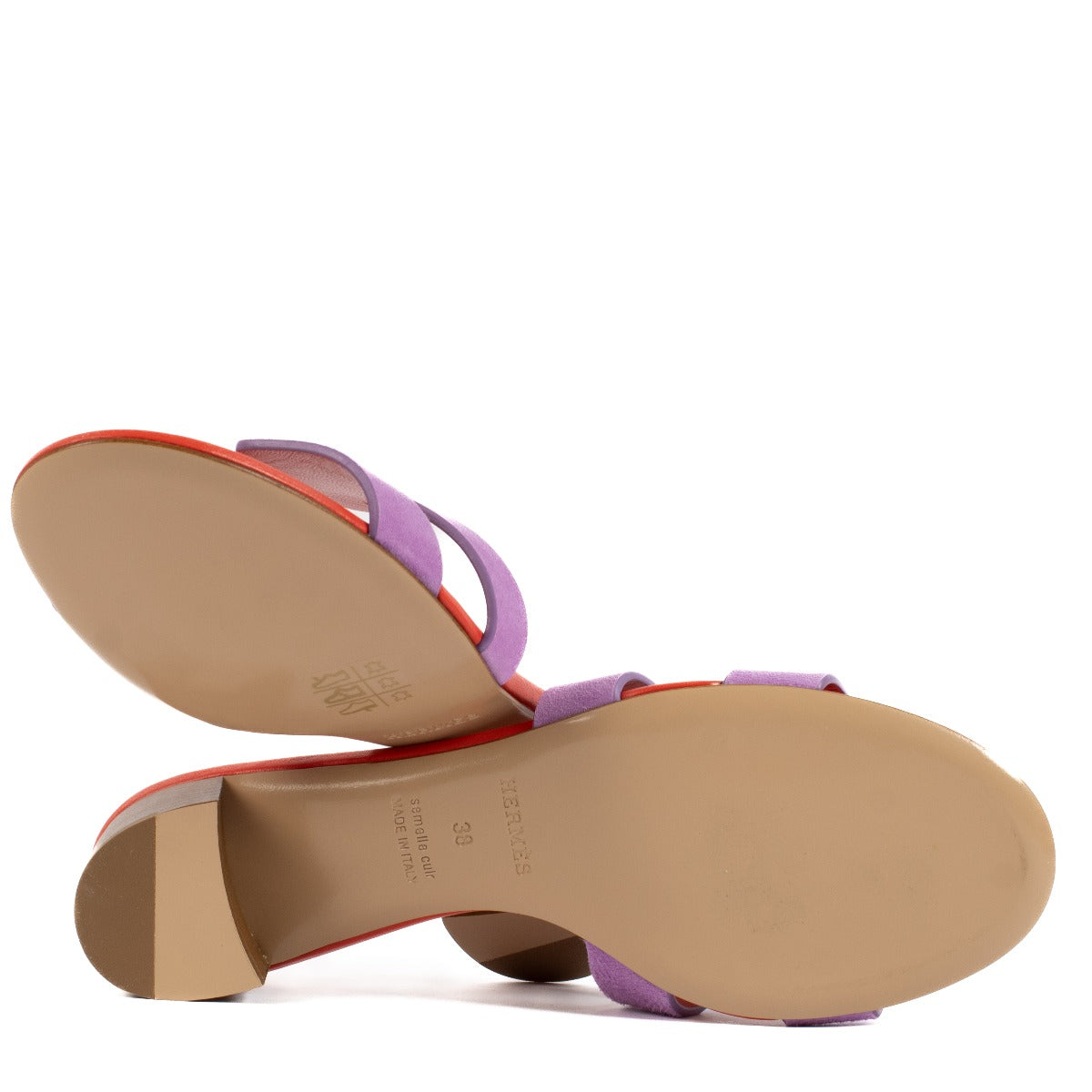 Hermès Violet Parme/Rood Suède Geitenleer Oasis Sandalen - Maat 38