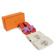 Hermès Violet Parme/Red Suede Goatskin Oasis Sandals