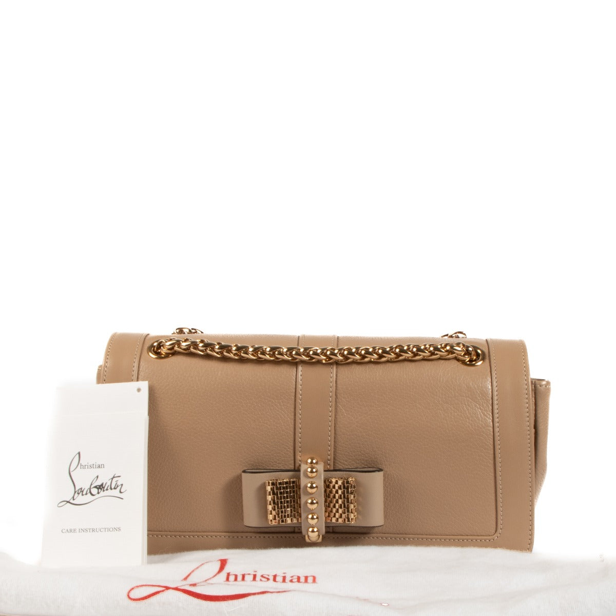 Shop authentic second hand Christian Louboutin Nude Leather Sweet Charity Calf Gaia Small Crossbody on Labellov.com