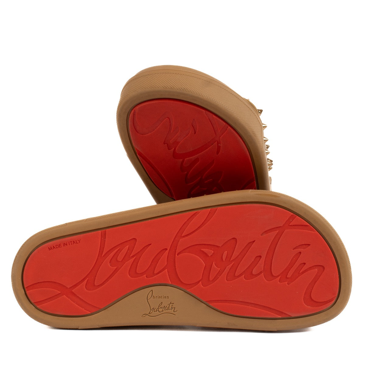 shop 100% authentic second hand Christian Louboutin Pink Pool Stud Embellished Slides - Size 38 on Labellov.com