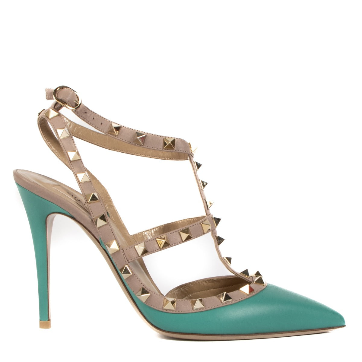 Shop authentic second hand Valentino Garavani Blue Rockstud Caged 100 Pumps - Size 39 on Labellov.com
