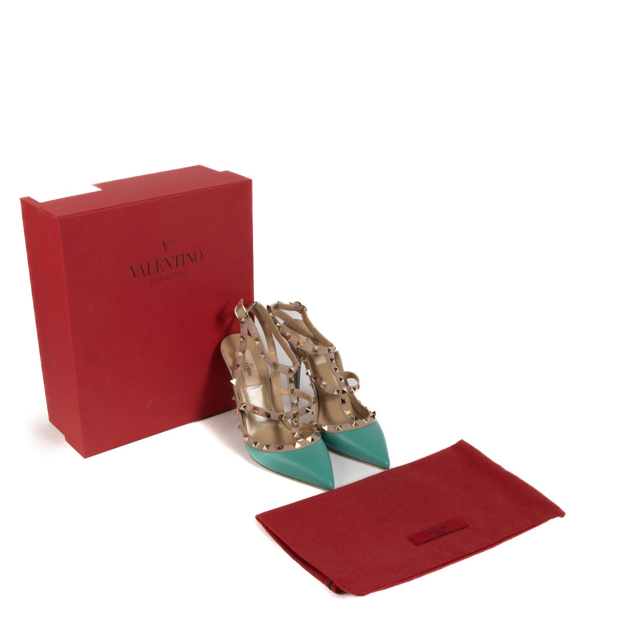 Shop authentic second hand Valentino Garavani Blue Rockstud Caged 100 Pumps - Size 39 on Labellov.com