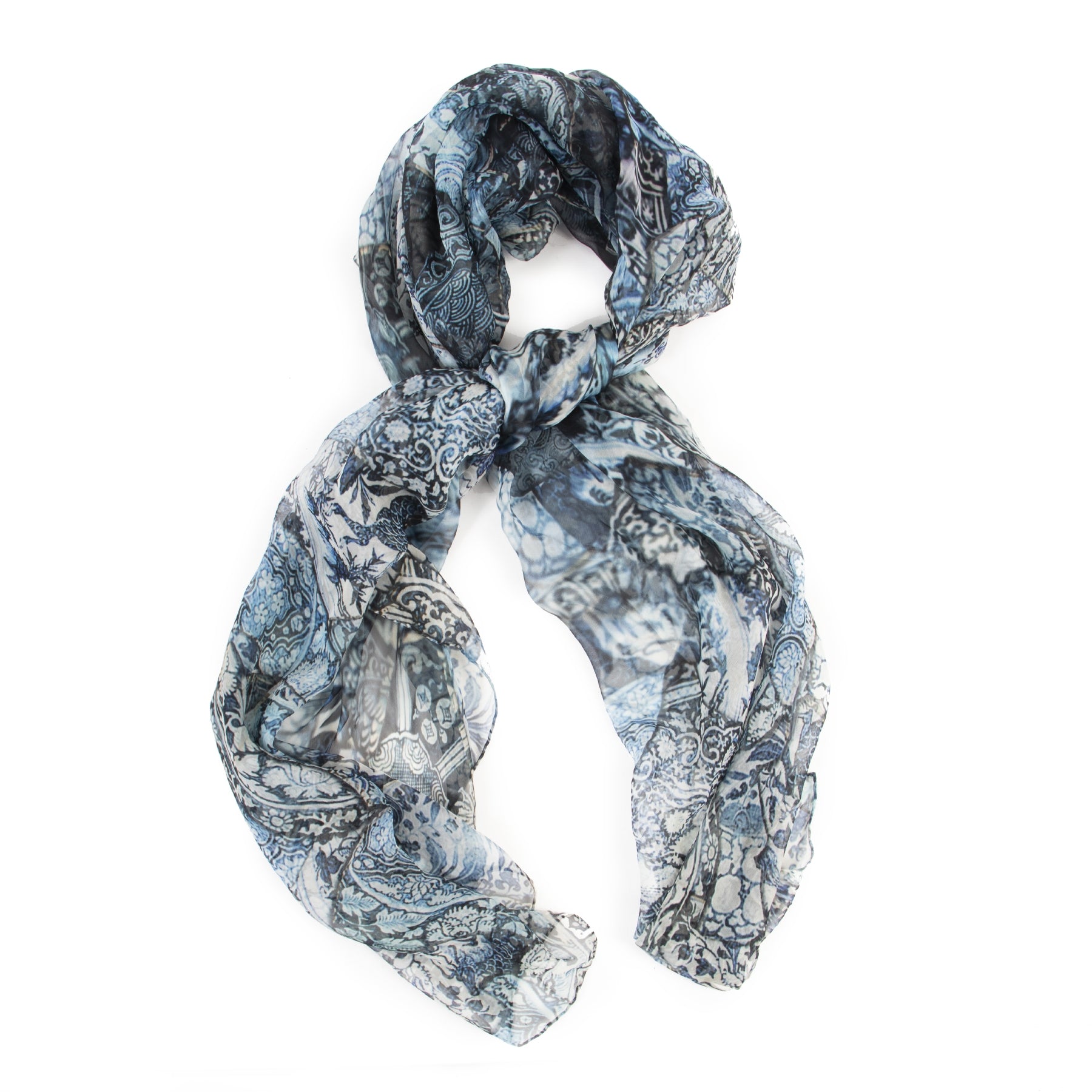 Alexander McQueen Blue Printed Scarf for the best price at Labellov secondhand luxury in Antwerp
