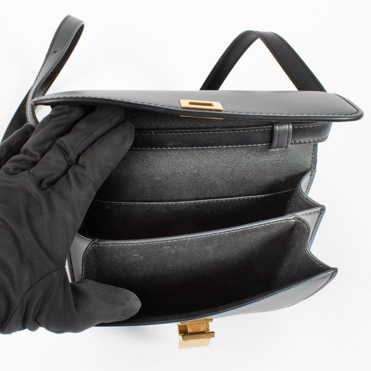 Celine Black Shiny Calfskin Teen Classic Box Bag