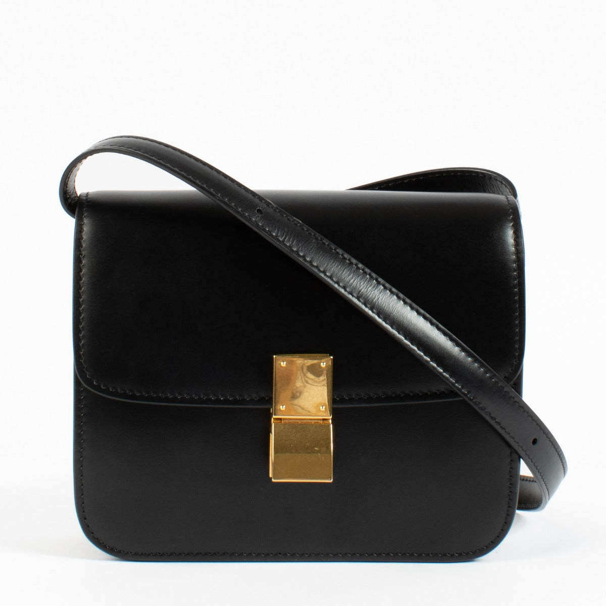 Celine Black Shiny Calfskin Teen Classic Box Bag