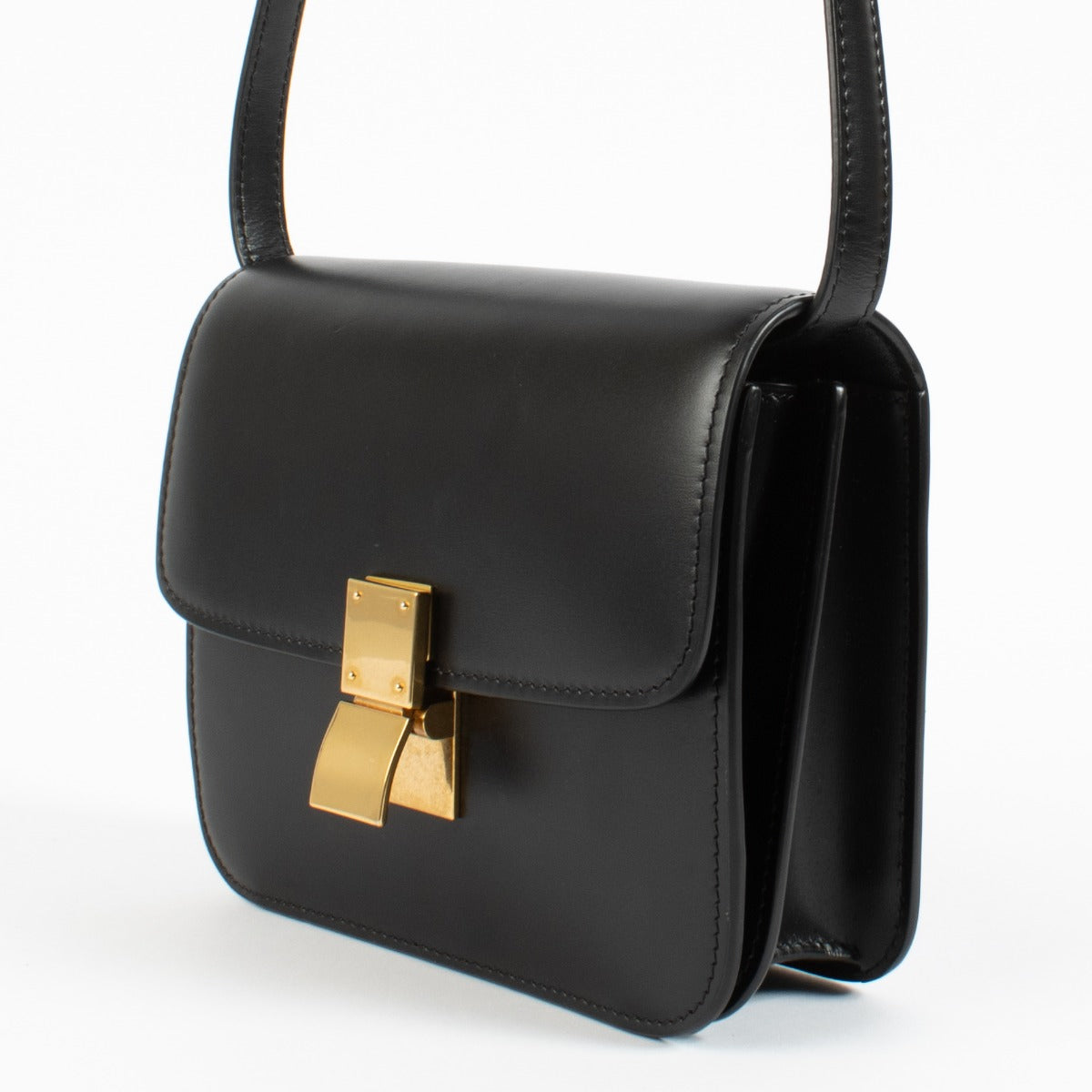 Celine Black Shiny Calfskin Teen Classic Box Bag