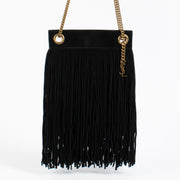 Saint Laurent Black Suede Fringe Small Grace Bag