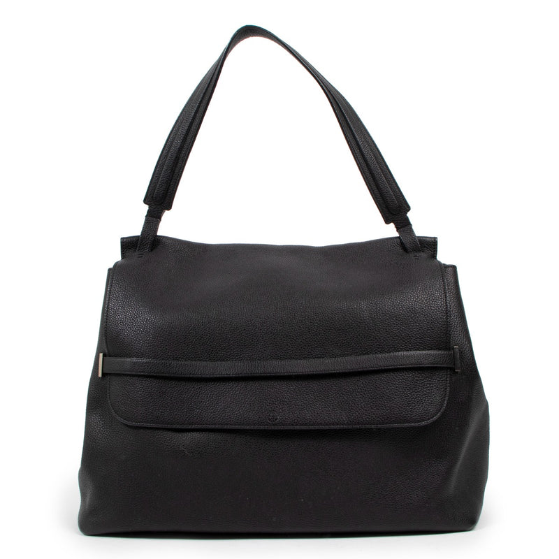 The Row Top Handle 14 Black Leather Shoulder Bag