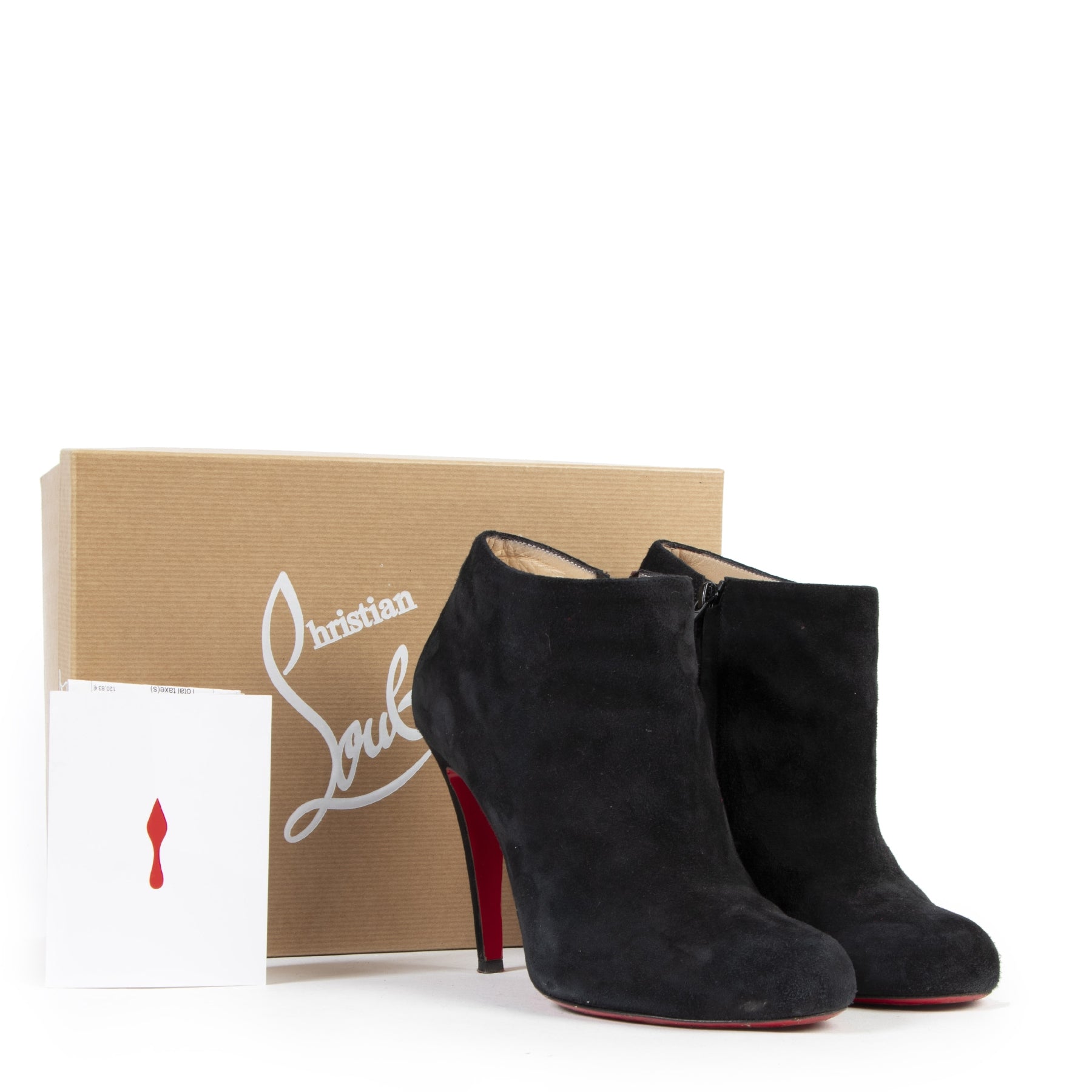 Authentic secondhand Louboutin Black Belle Suede Ankle Boots - Size 39 designer shoes luxury vintage webshop fashion safe secure online shopping