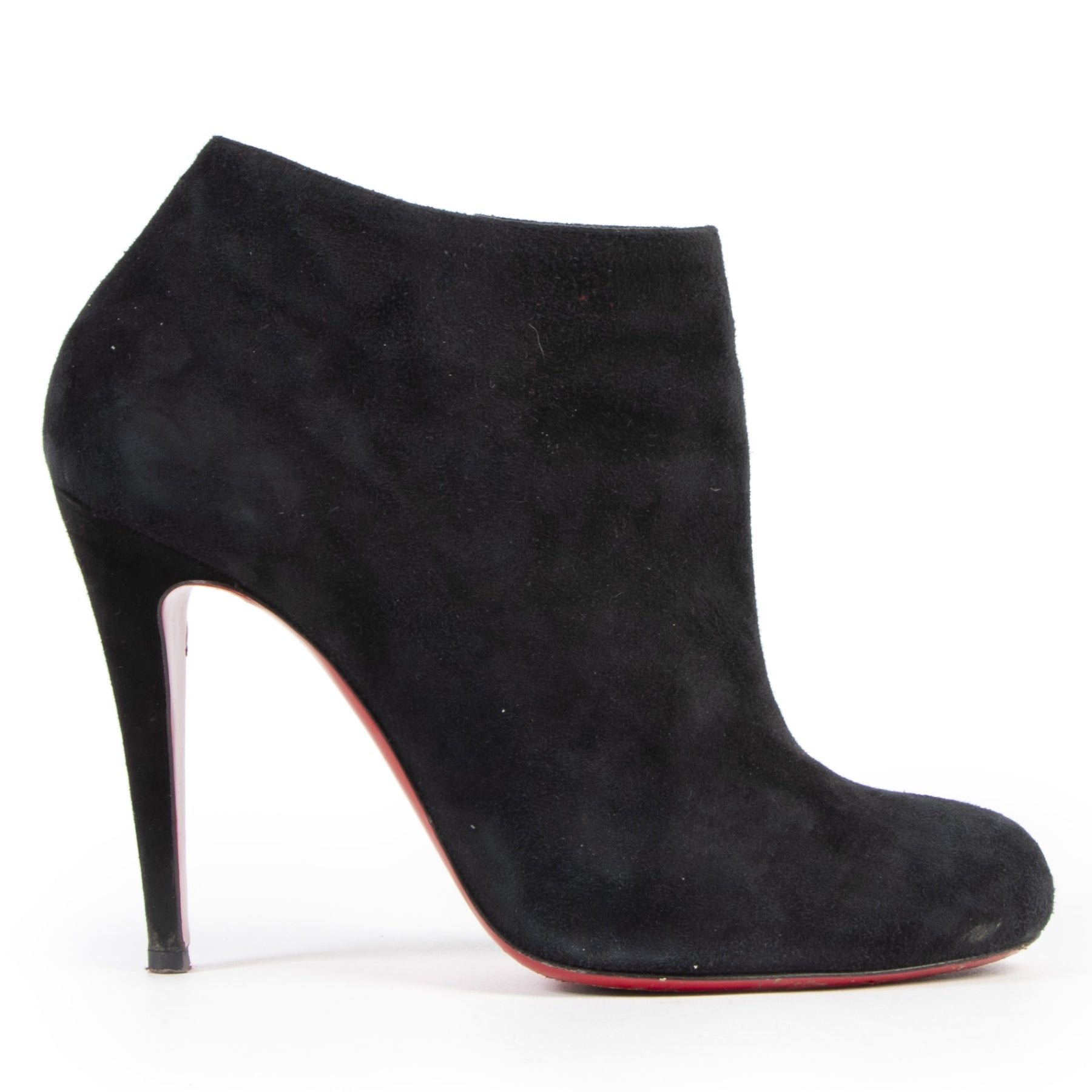Authentieke Tweedehands Louboutin Black Belle Suede Ankle Boots - Size 39 juiste prijs veilig online shoppen luxe merken webshop winkelen Antwerpen België mode fashion