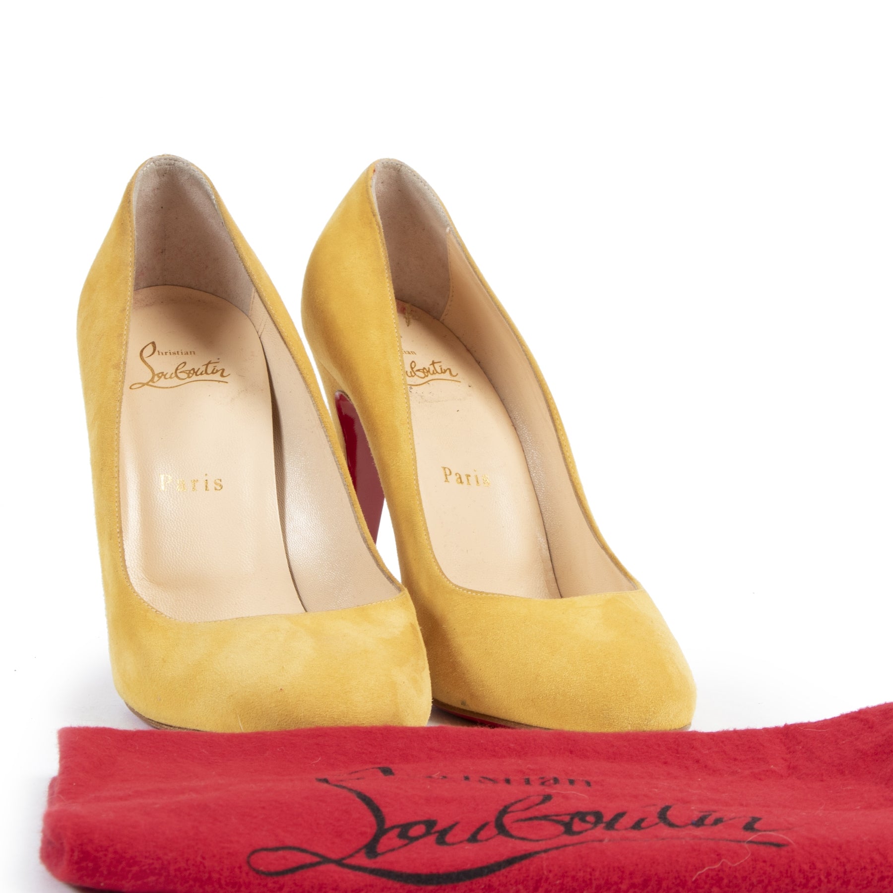 Authentic secondhand Louboutin Suede Ochre Breche Pumps - Size 39 designer shoes luxury vintage webshop fashion safe secure online shopping high end brands