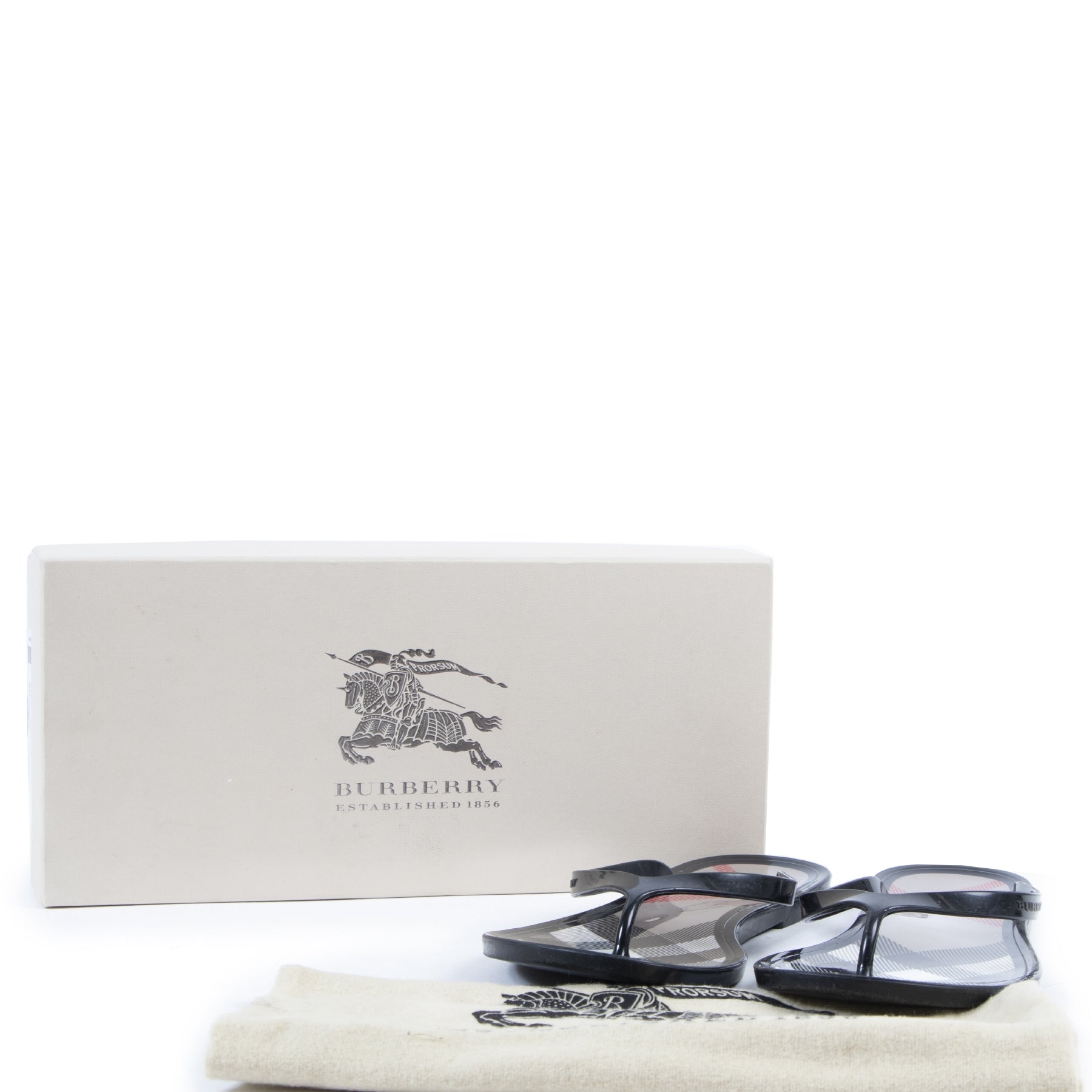 Authentic secondhand Burberry Check Jelly Flip Flop Sandals - Size 38 designer shoes fashion luxury vintage webshop safe secure online shopping high end brands