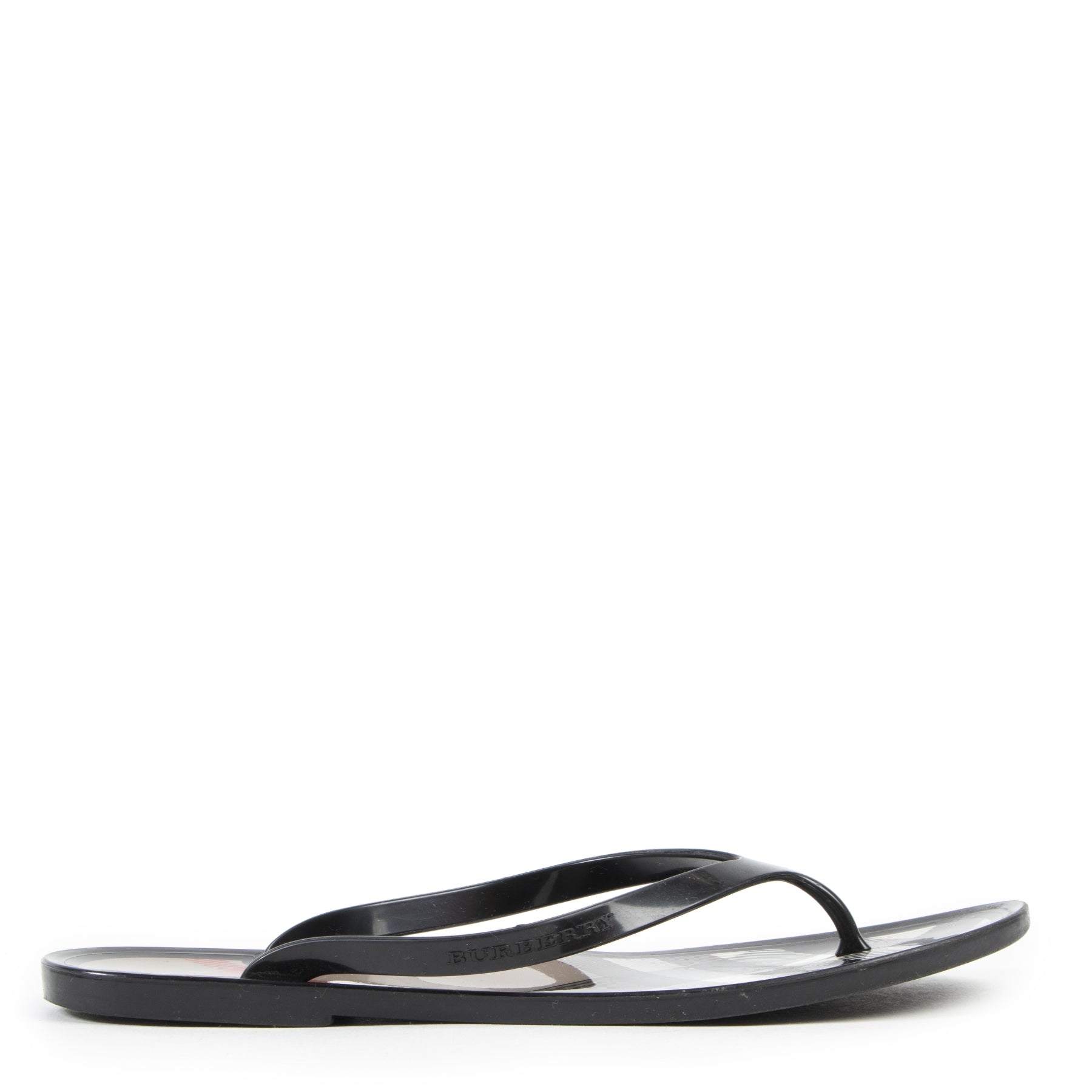 Authentieke Tweedehands Burberry Check Jelly Flip Flop Sandals - Size 38 juiste prijs veilig online shoppen luxe merken webshop winkelen Antwerpen België mode fashion