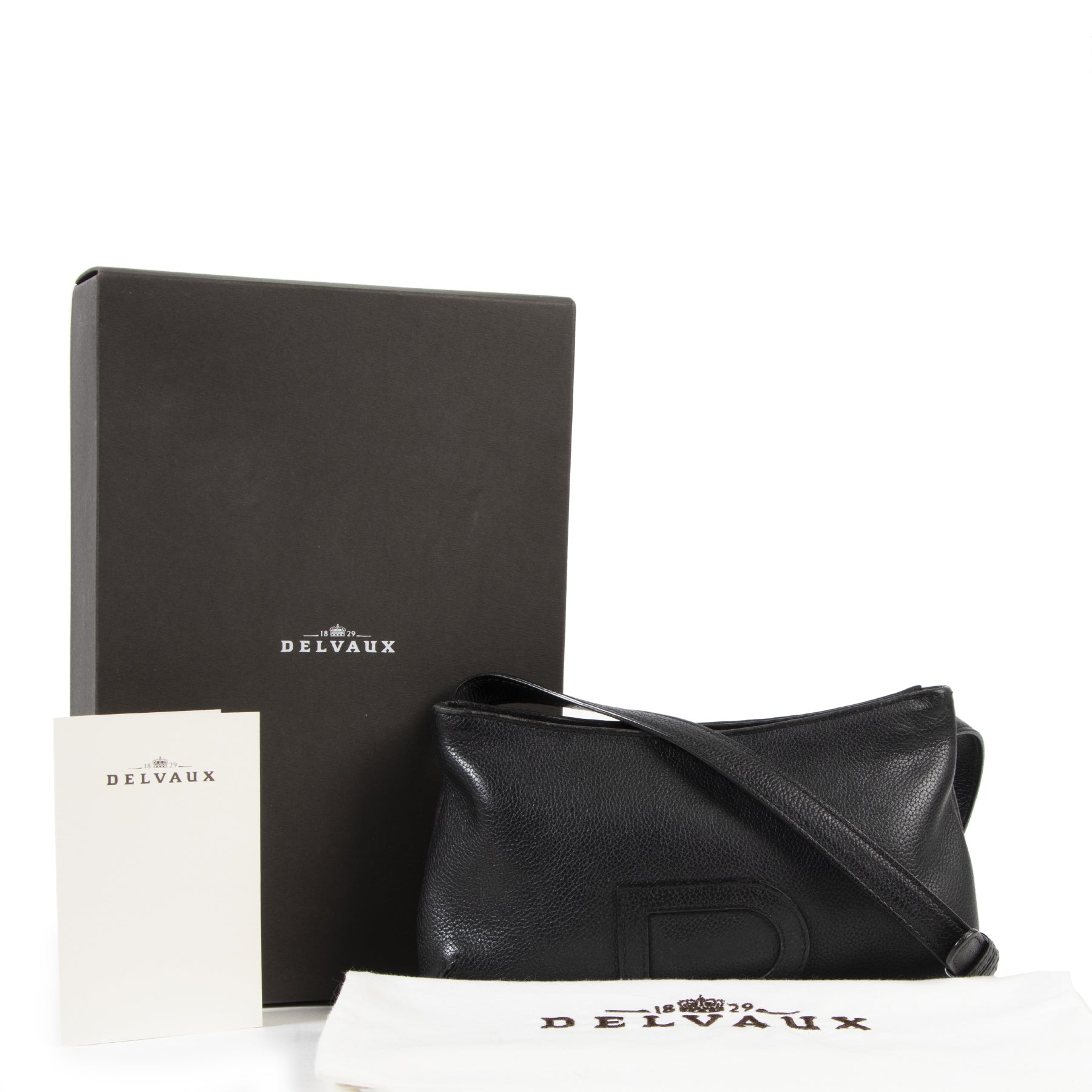 Authentic secondhand Delvaux Black Louise Pochette Ceinture designer bags fashion luxury vintage webshop safe secure online shopping