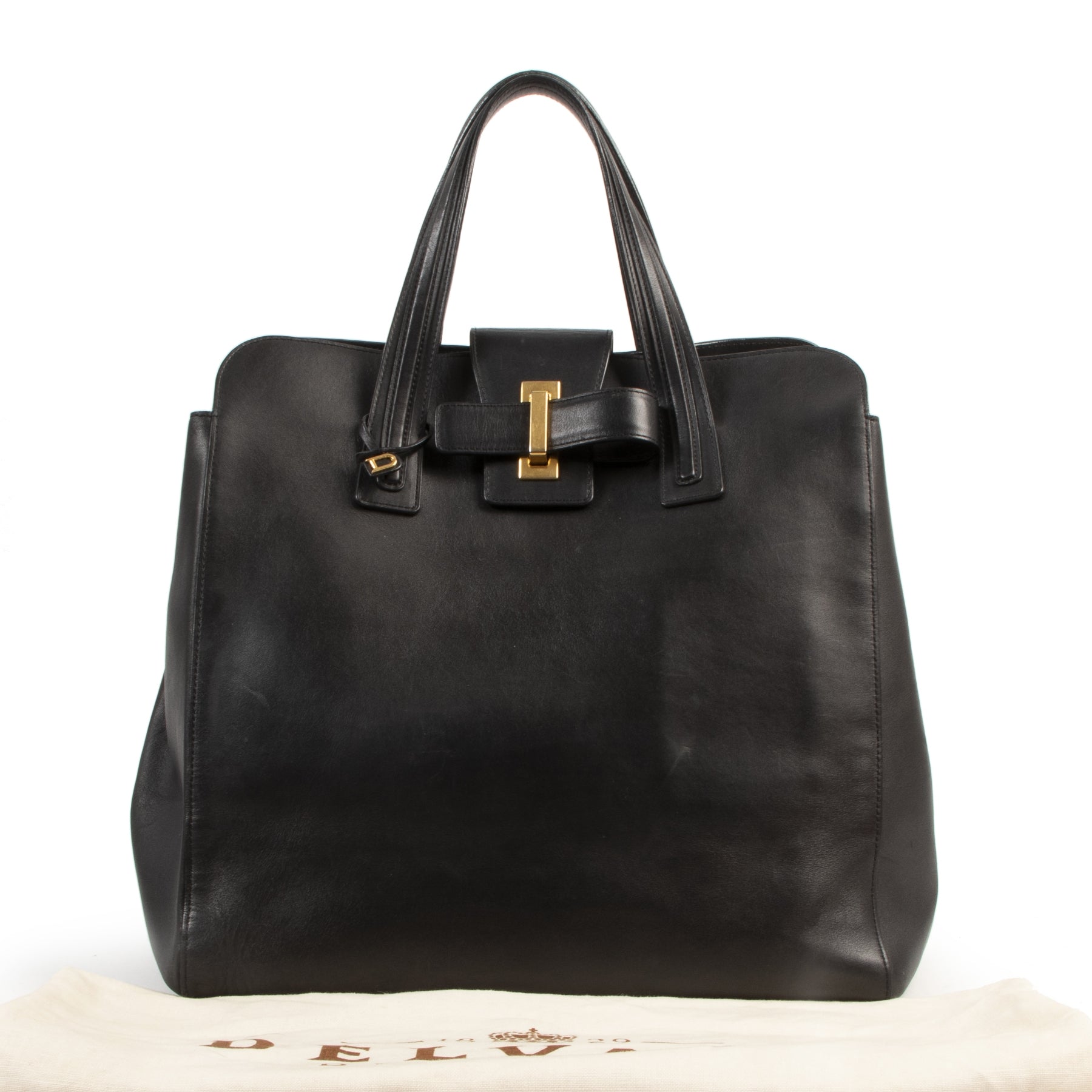 Delvaux Black Leather Simplissime Tote Bag