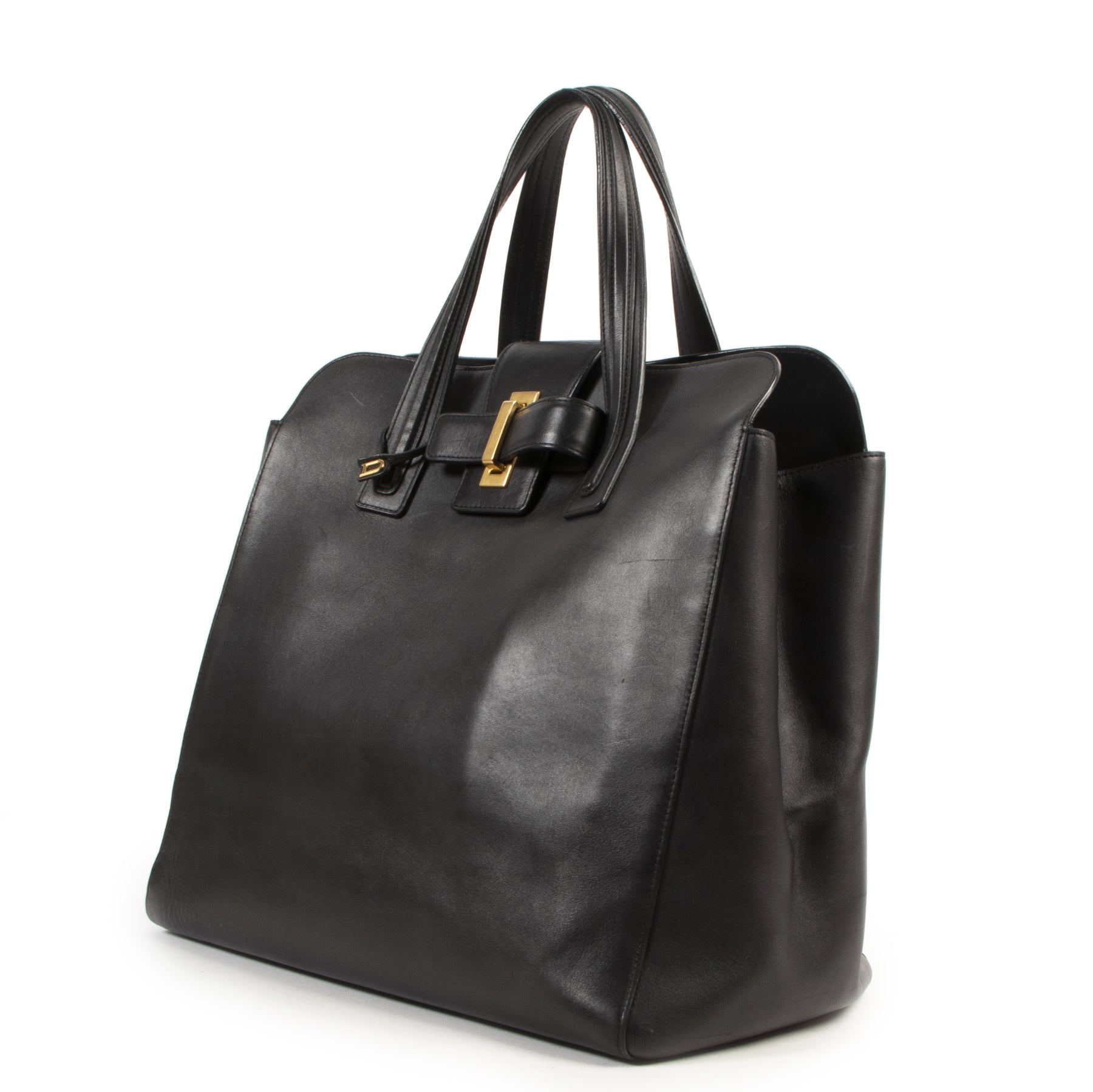 Delvaux Black Leather Simplissime Tote Bag