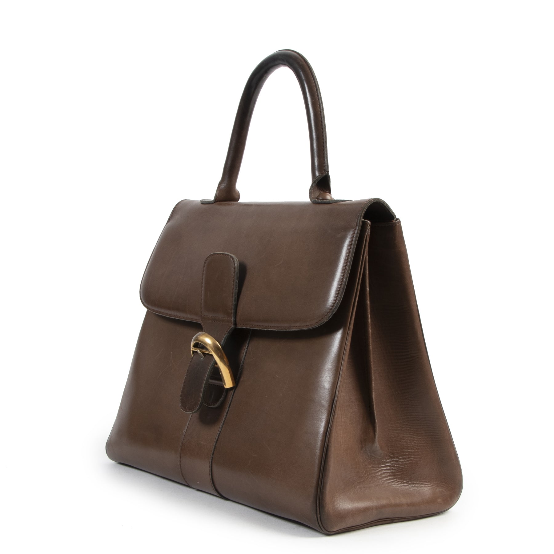 shop safe Delvaux Chestnut Brown Boxcalf Brillant Gm