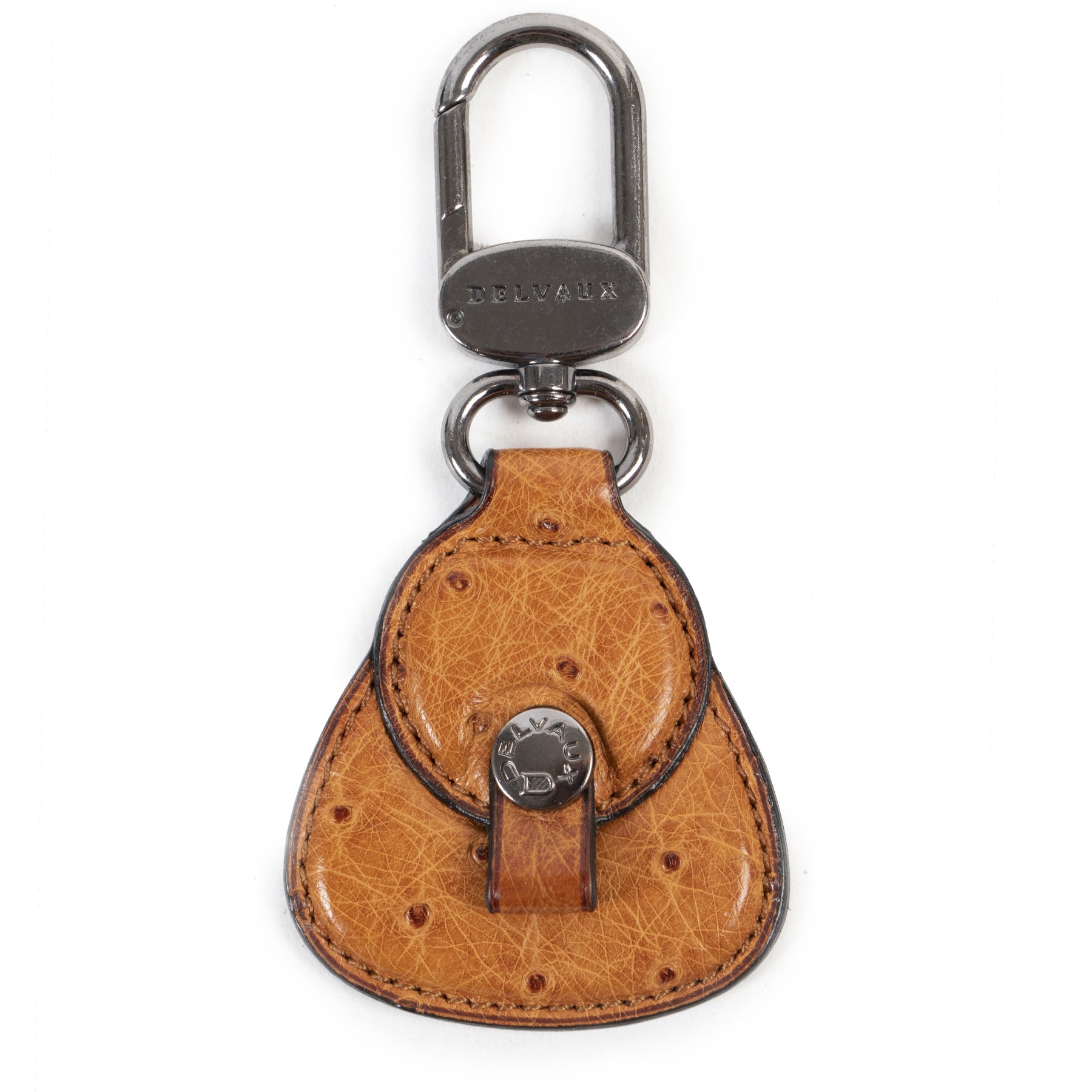 Delvaux Cognac Ostrich Key Chain