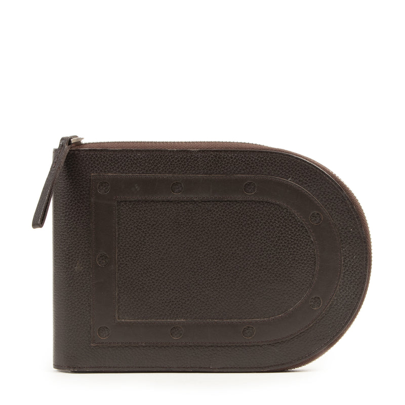 Delvaux Brown D Zip-around Pochette