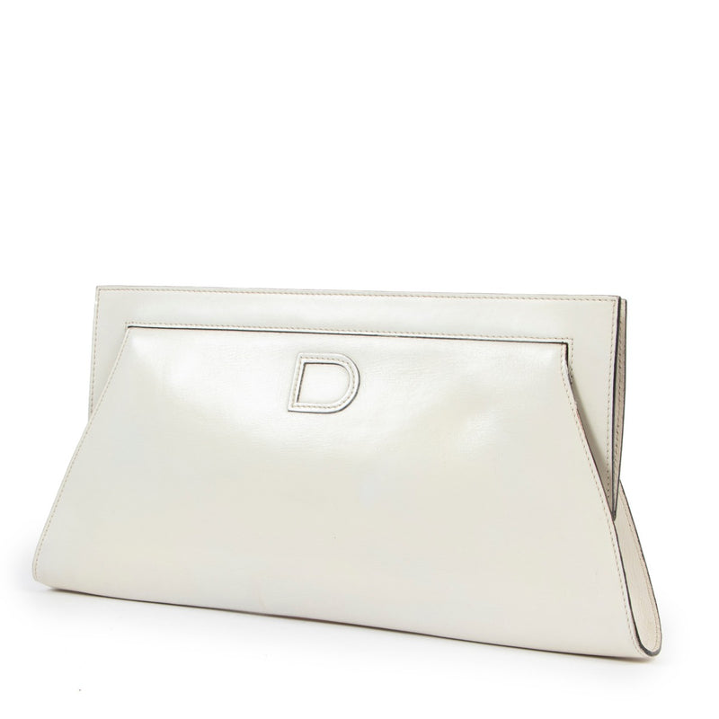 Delvaux White leather clutch for sale on Labellov Luxury vintage site